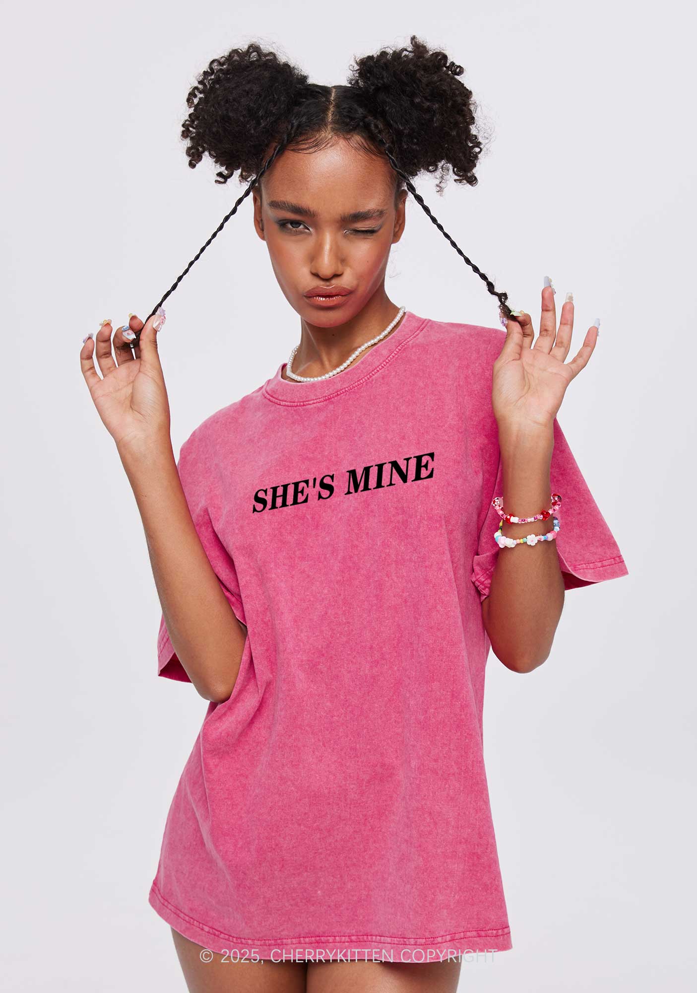 Shes Mine Im Hers Y2K Valentine's Day Couple Shirt Cherrykitten - Image 2