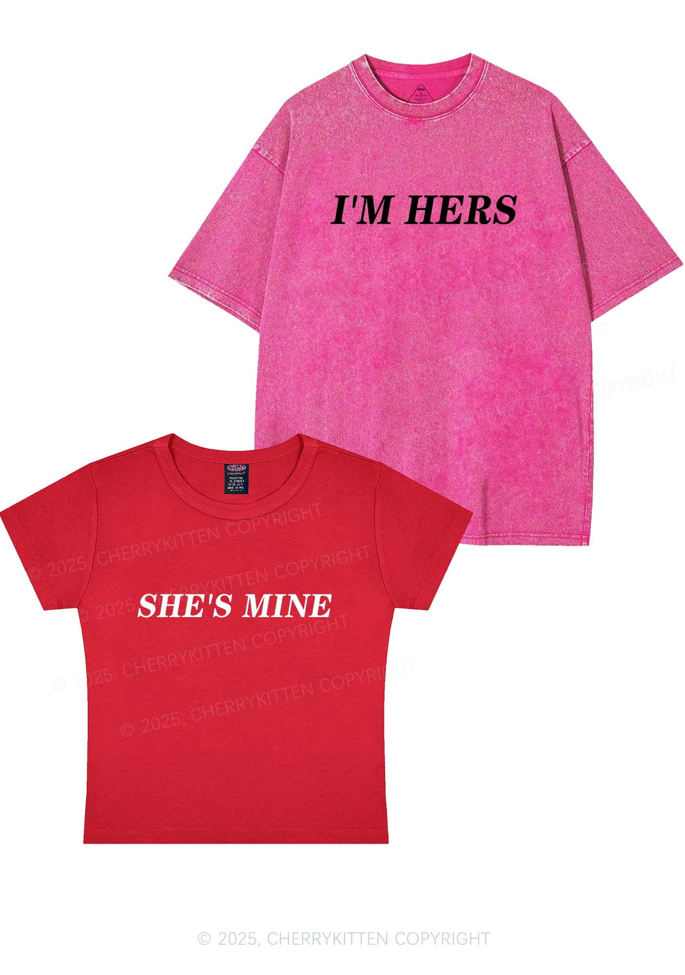 Shes Mine Im Hers Y2K Valentine's Day Couple Shirt Cherrykitten - Image 6