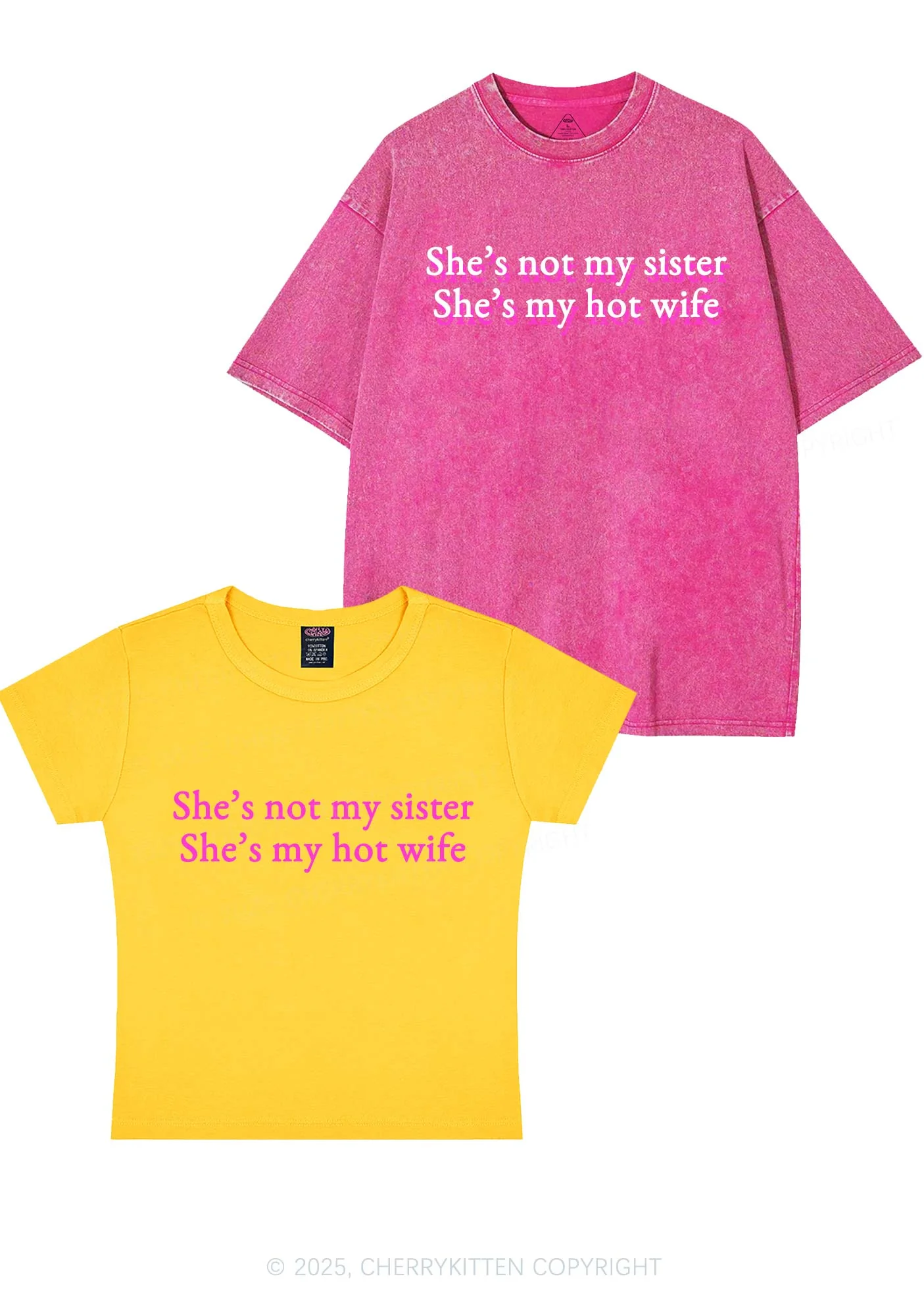 Shes Not My Sister Y2K Valentine's Day Couple Shirt Cherrykitten - Image 6