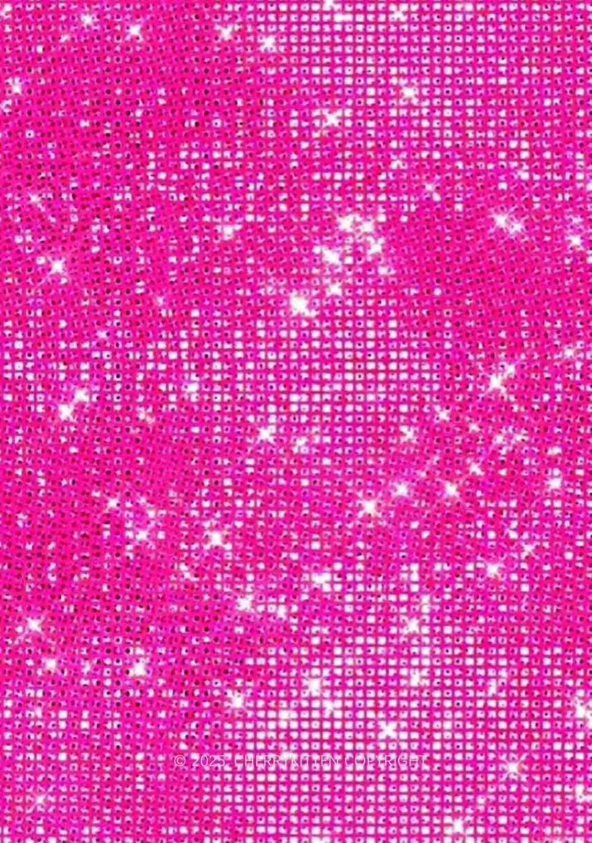Shiny Pink Y2K Print Cami Shorts Pajama Set Cherrykitten - Image 2