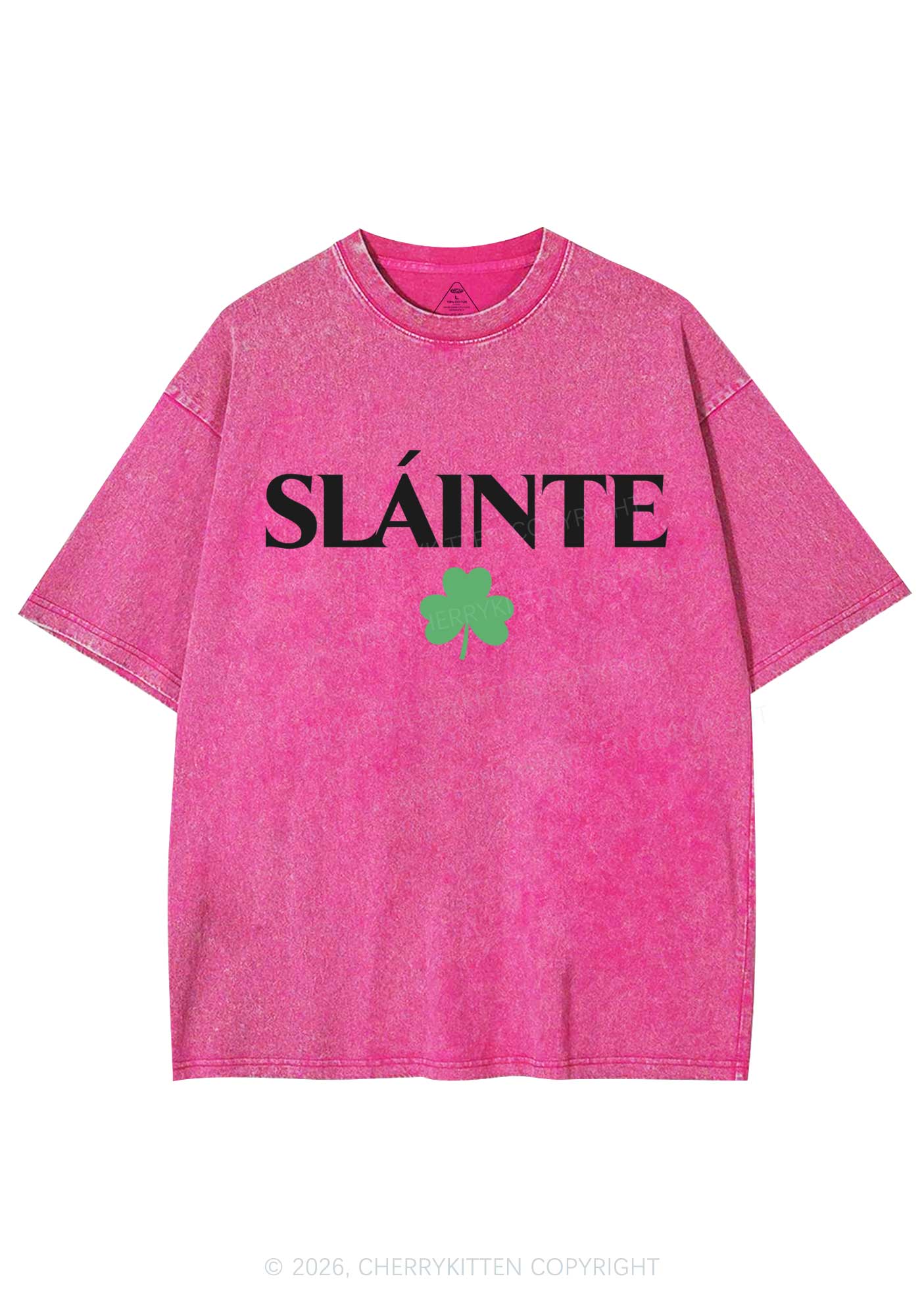 Slainte St Patricks Y2K Washed Tee Cherrykitten - Image 5