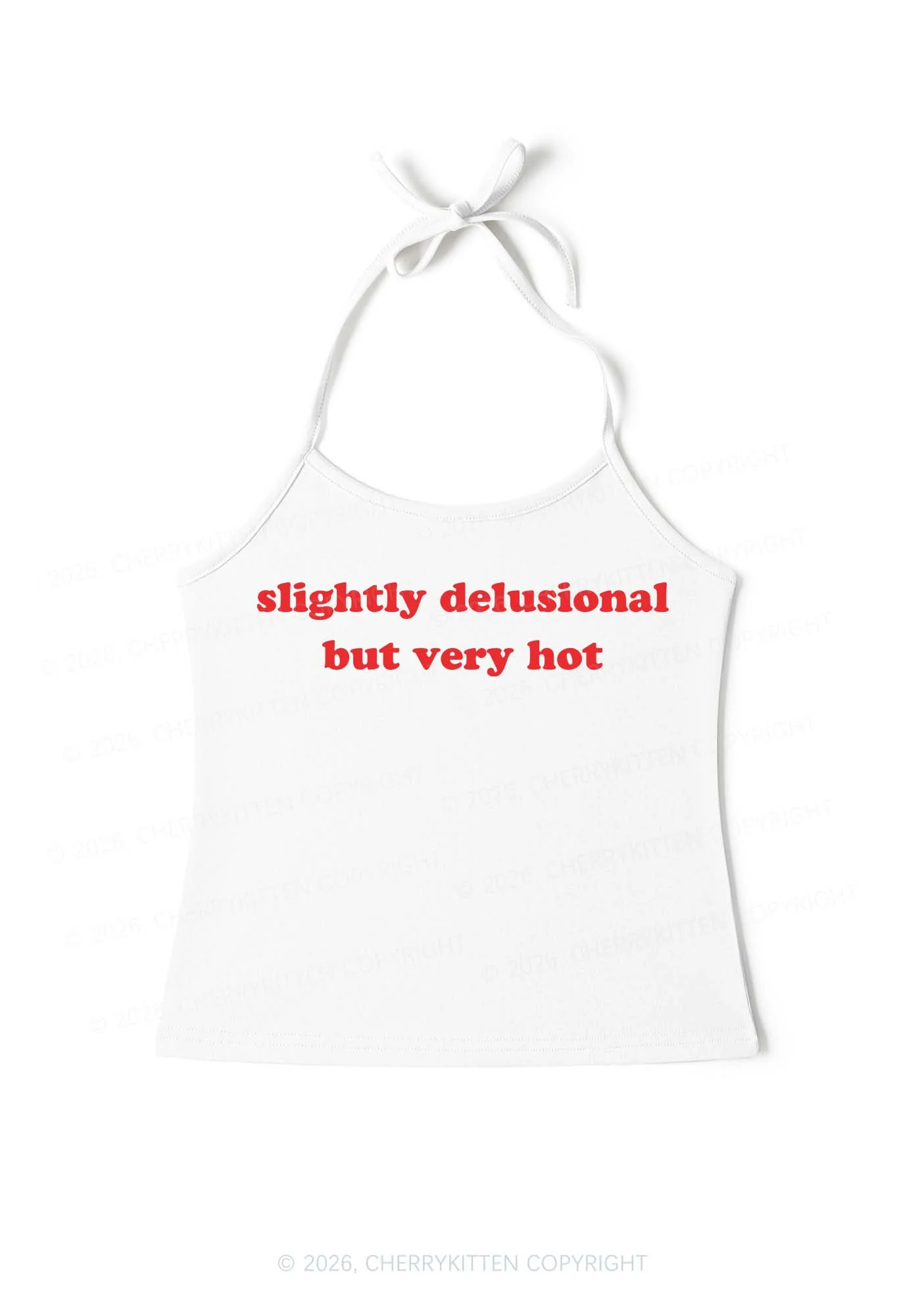 Slightly Delusional But Very Hot Y2K Halter Neck Cami Cherrykitten