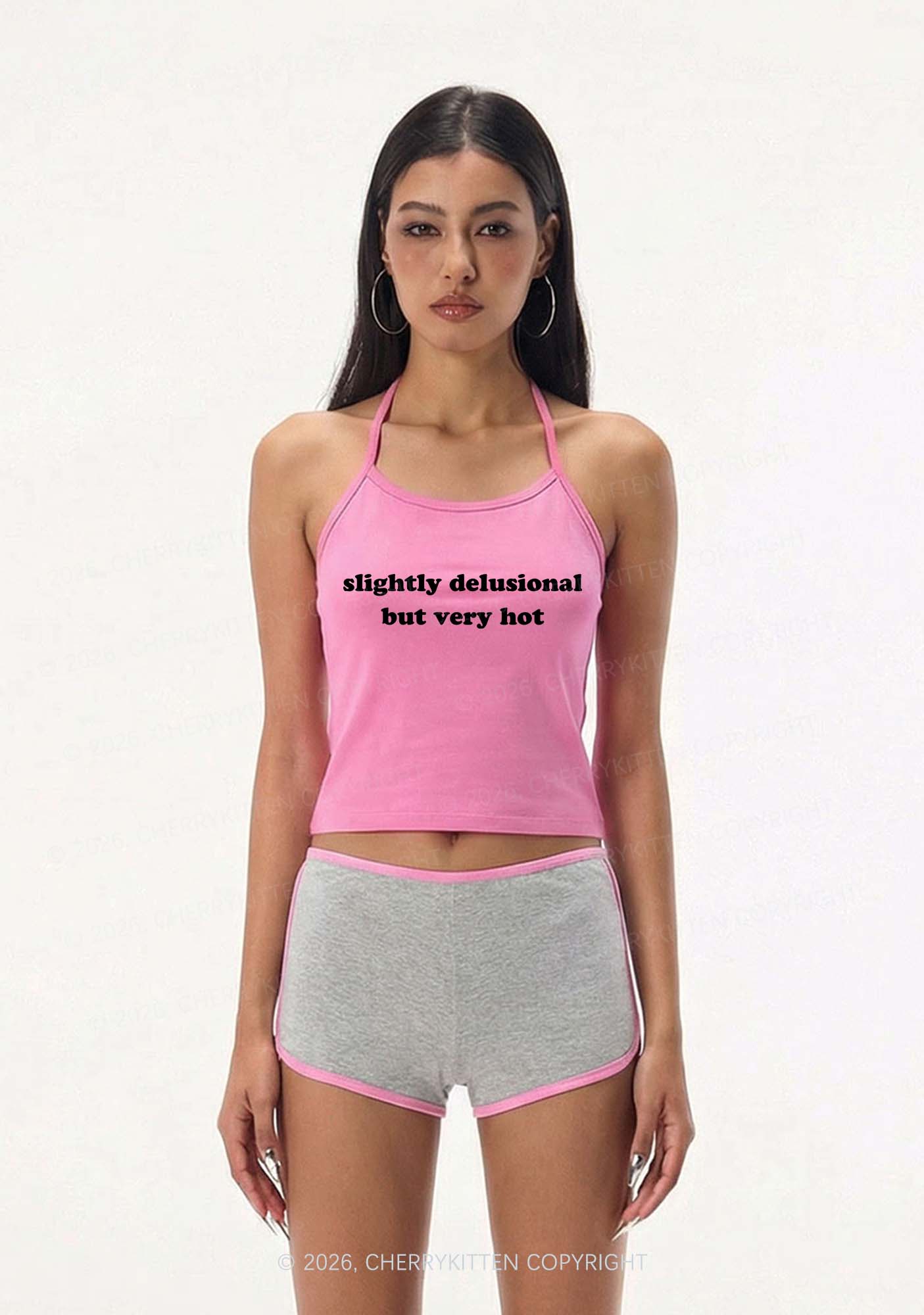 Slightly Delusional But Very Hot Y2K Halter Neck Cami Cherrykitten - Image 2