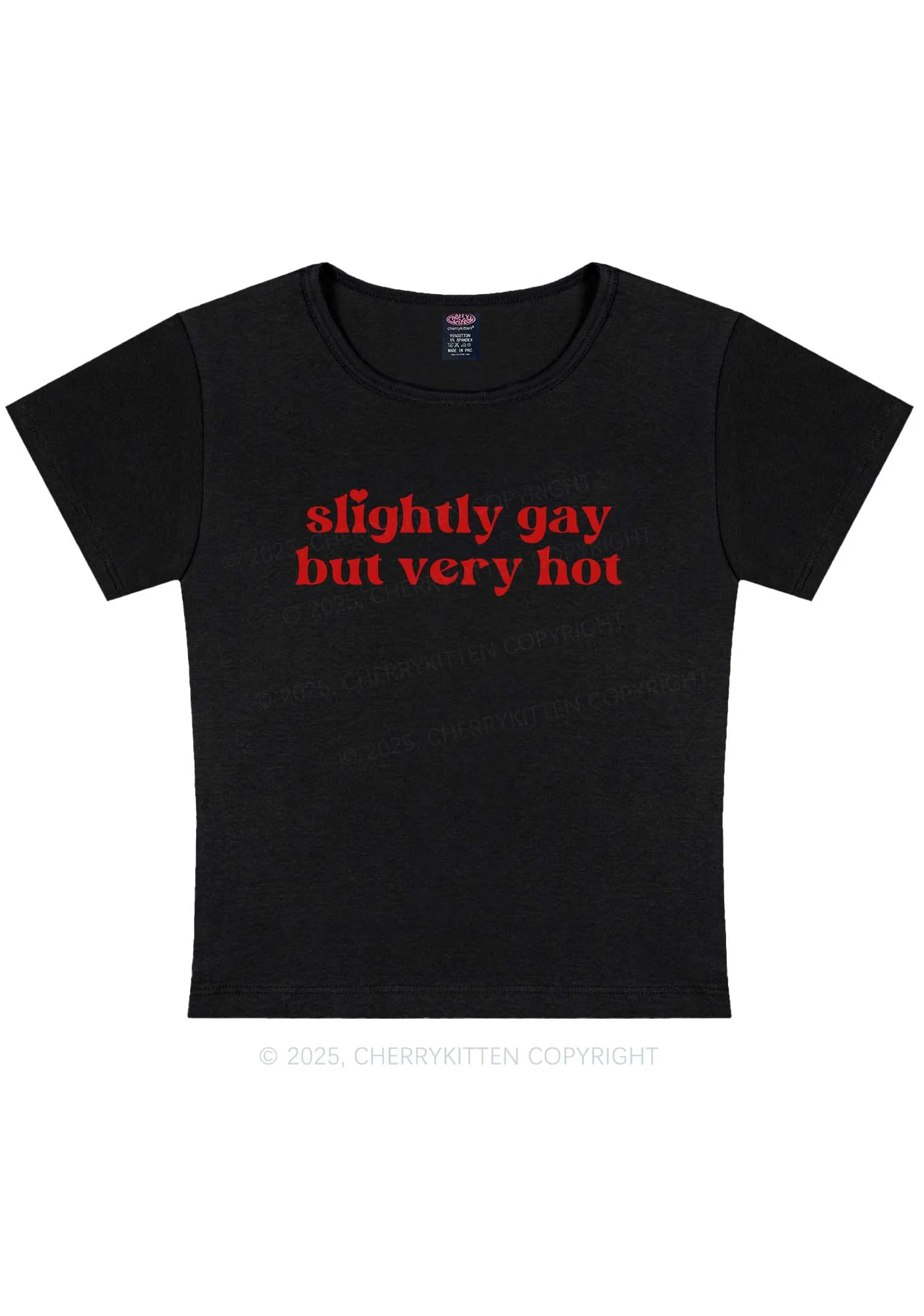 Slightly Gay But Very Hot Pride Y2K Baby Tee Cherrykitten - Image 4