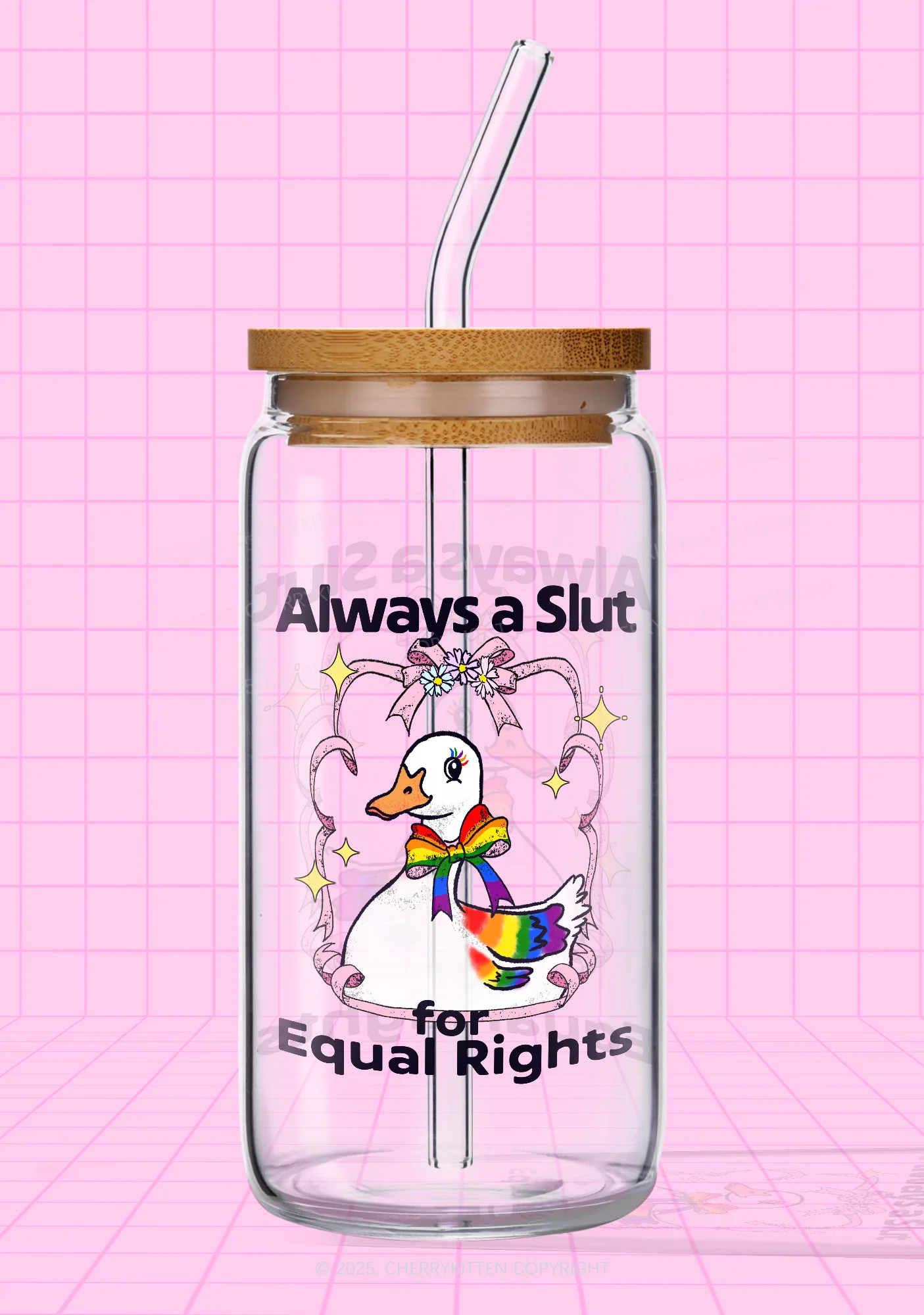 Slxt For Equal Rights Pride Y2K Printed Glass Cup Cherrykitten