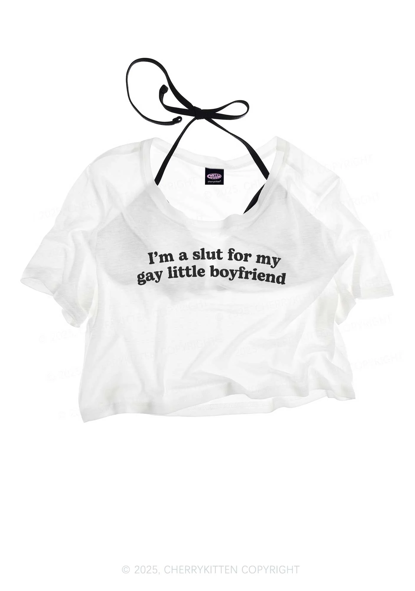Slxt For My Gay BF Pride Y2K Sheer Crop Tee Cherrykitten - Image 3