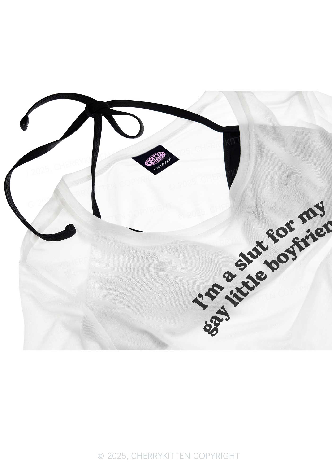 Slxt For My Gay BF Pride Y2K Sheer Crop Tee Cherrykitten - Image 4