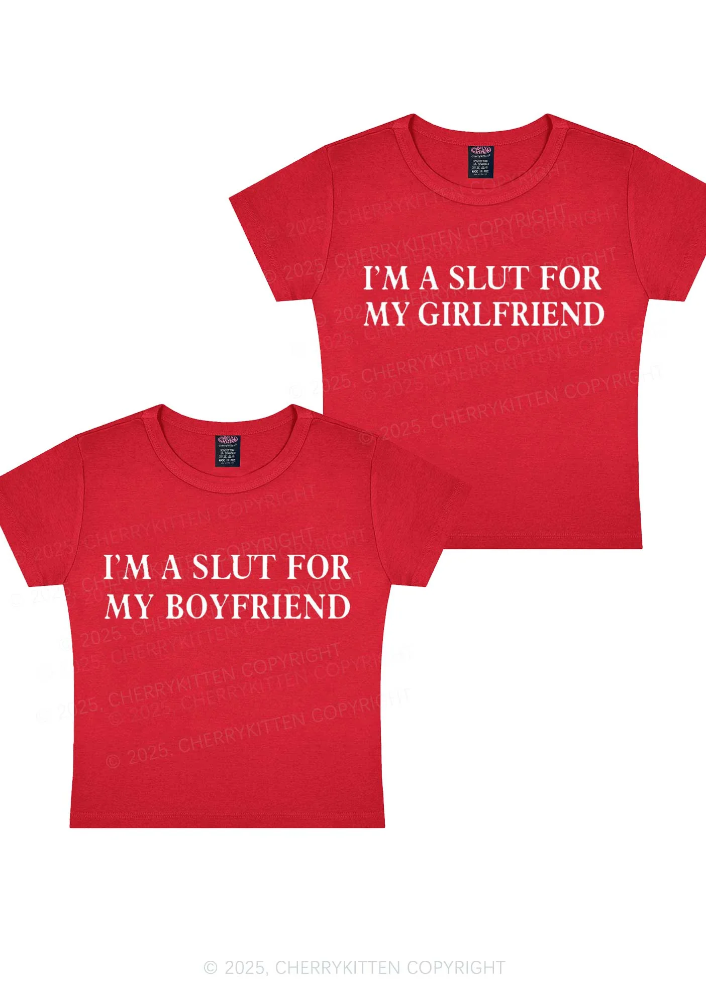 Slxt For My GF BF Y2K Valentine's Day Baby Tee Cherrykitten - Image 2