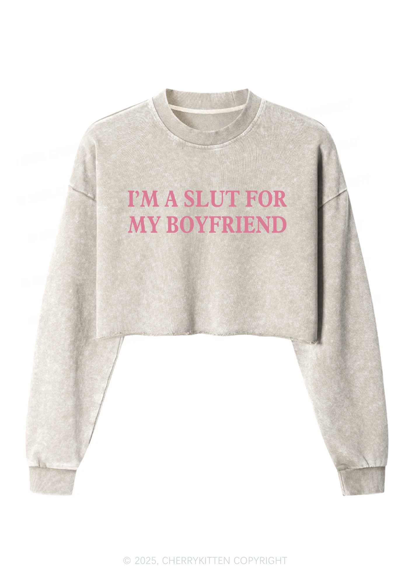Slxt For My Girlfriend Y2K Crop Washed Sweatshirts Cherrykitten - Image 4