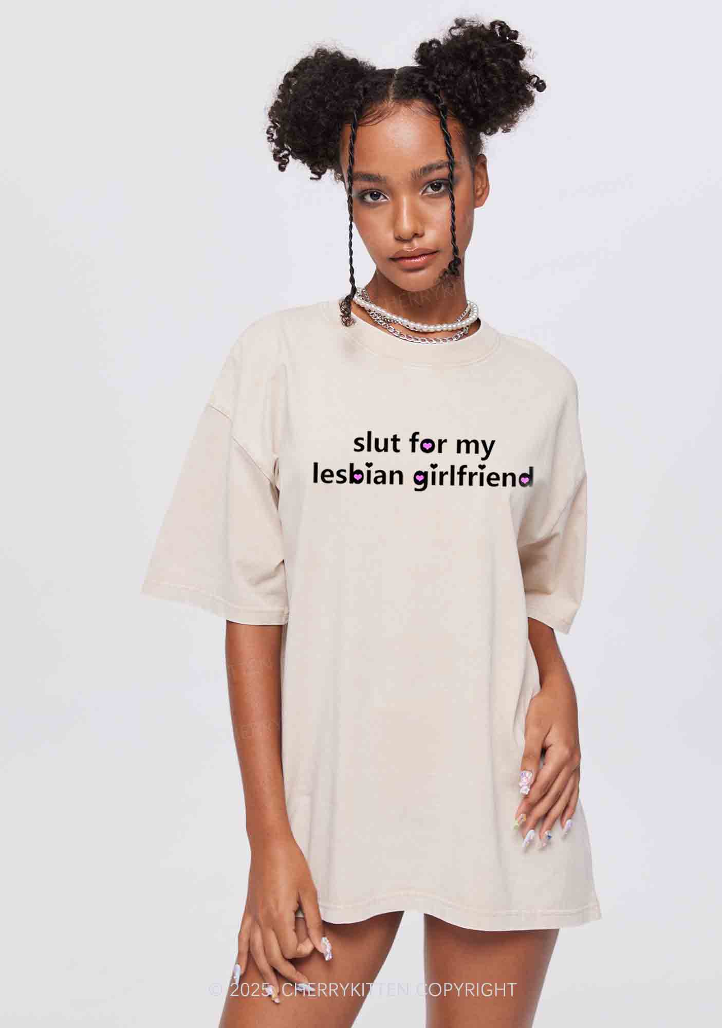 Slxt For My Lesbian GF Y2K Valentine's Day Couple Shirt Cherrykitten - Image 3
