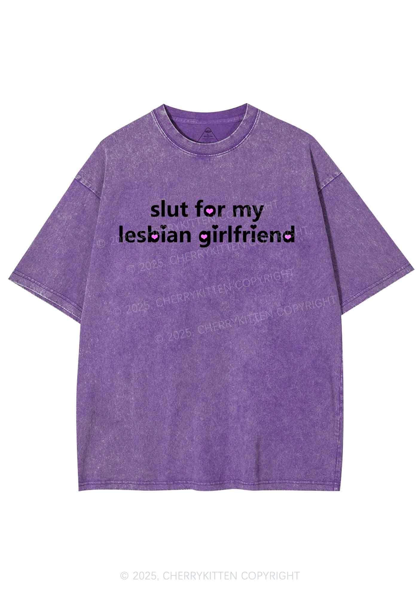 Slxt For My Lesbian Girlfriend Pride Y2K Shirts Washed Tee Cherrykitten - Image 5