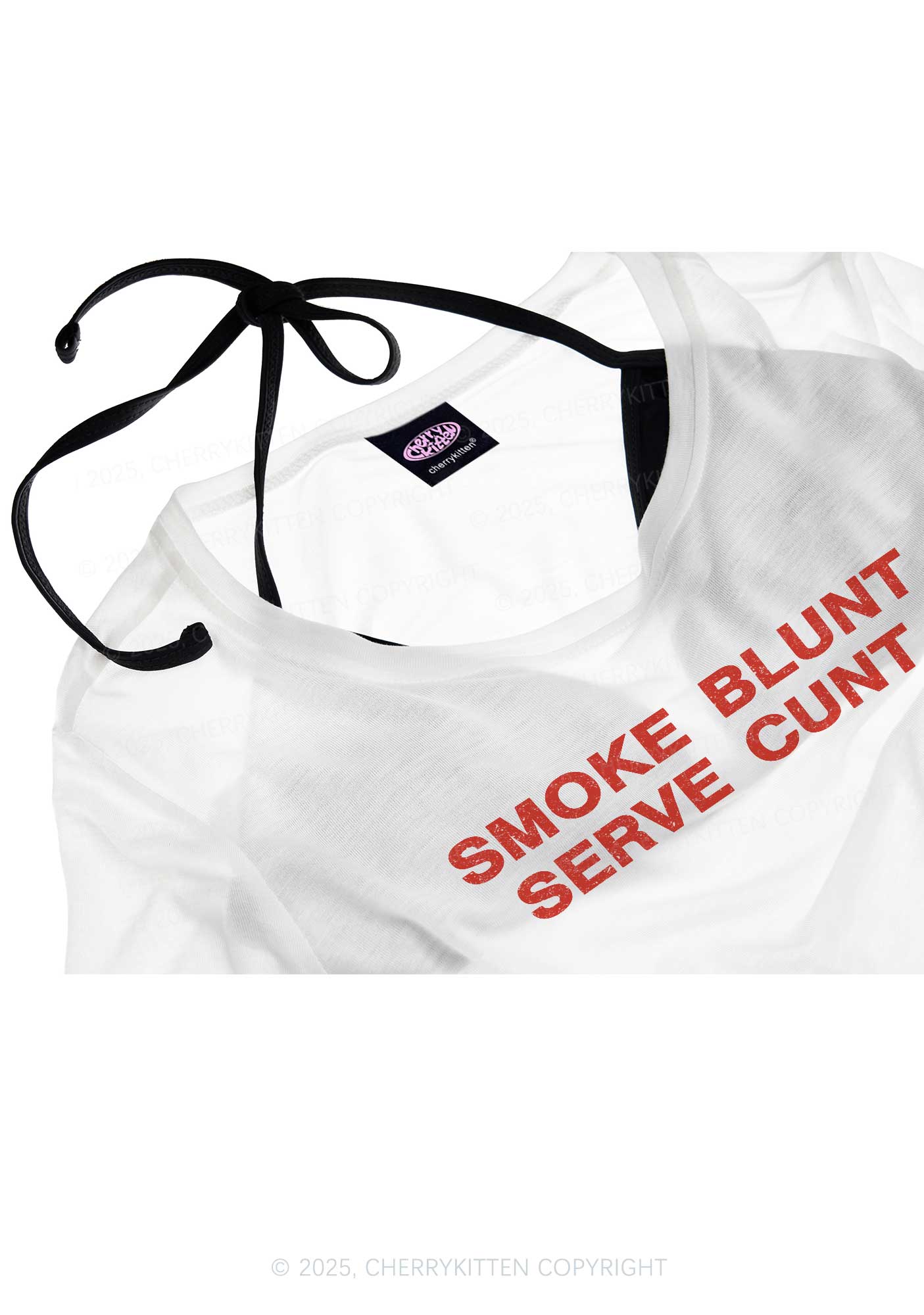Smoke Blunt Y2K Sheer Crop Tee Cherrykitten - Image 3