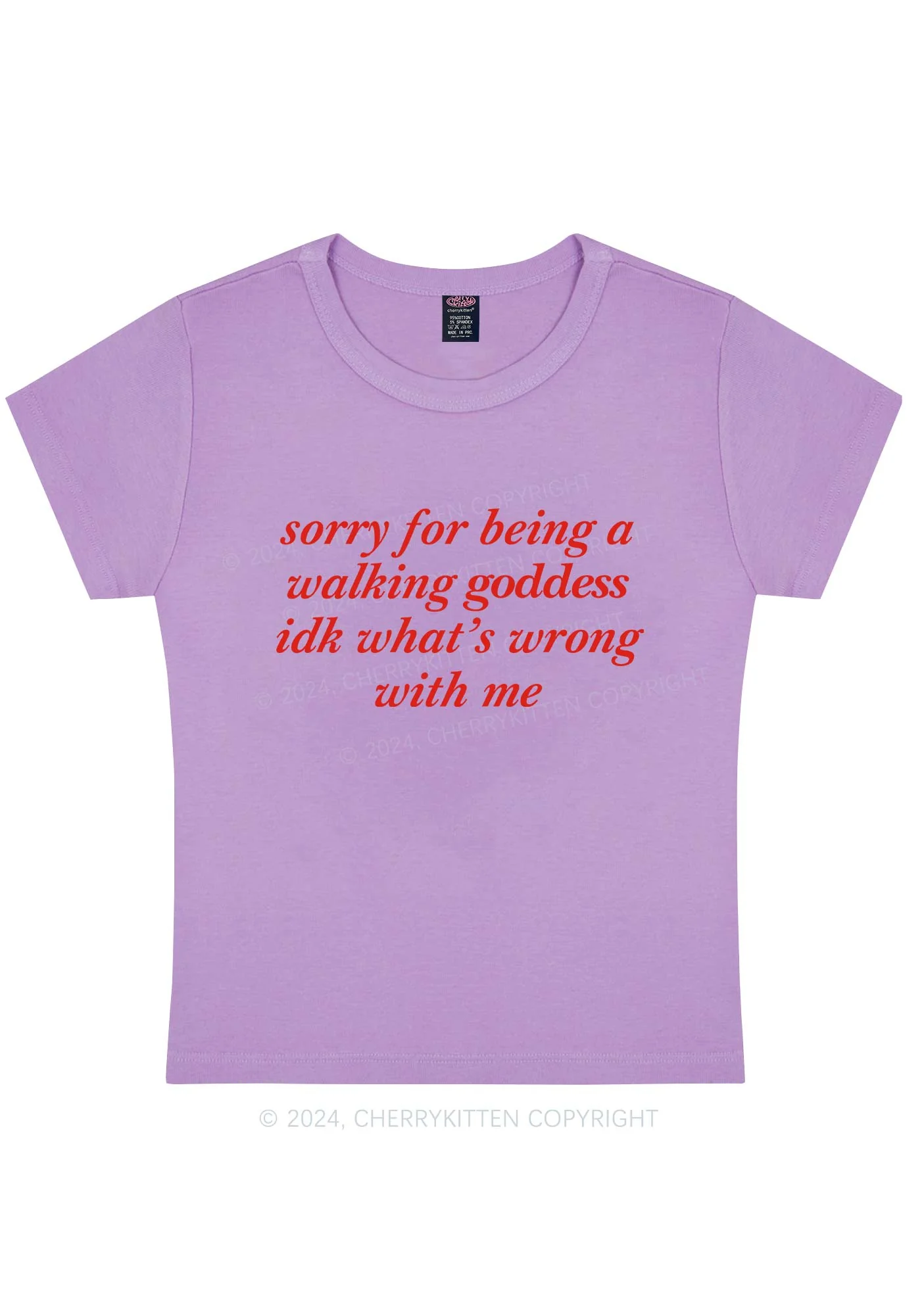 Sorry For Being A Walking Goddess Y2K Baby Tee Cherrykitten - Image 5