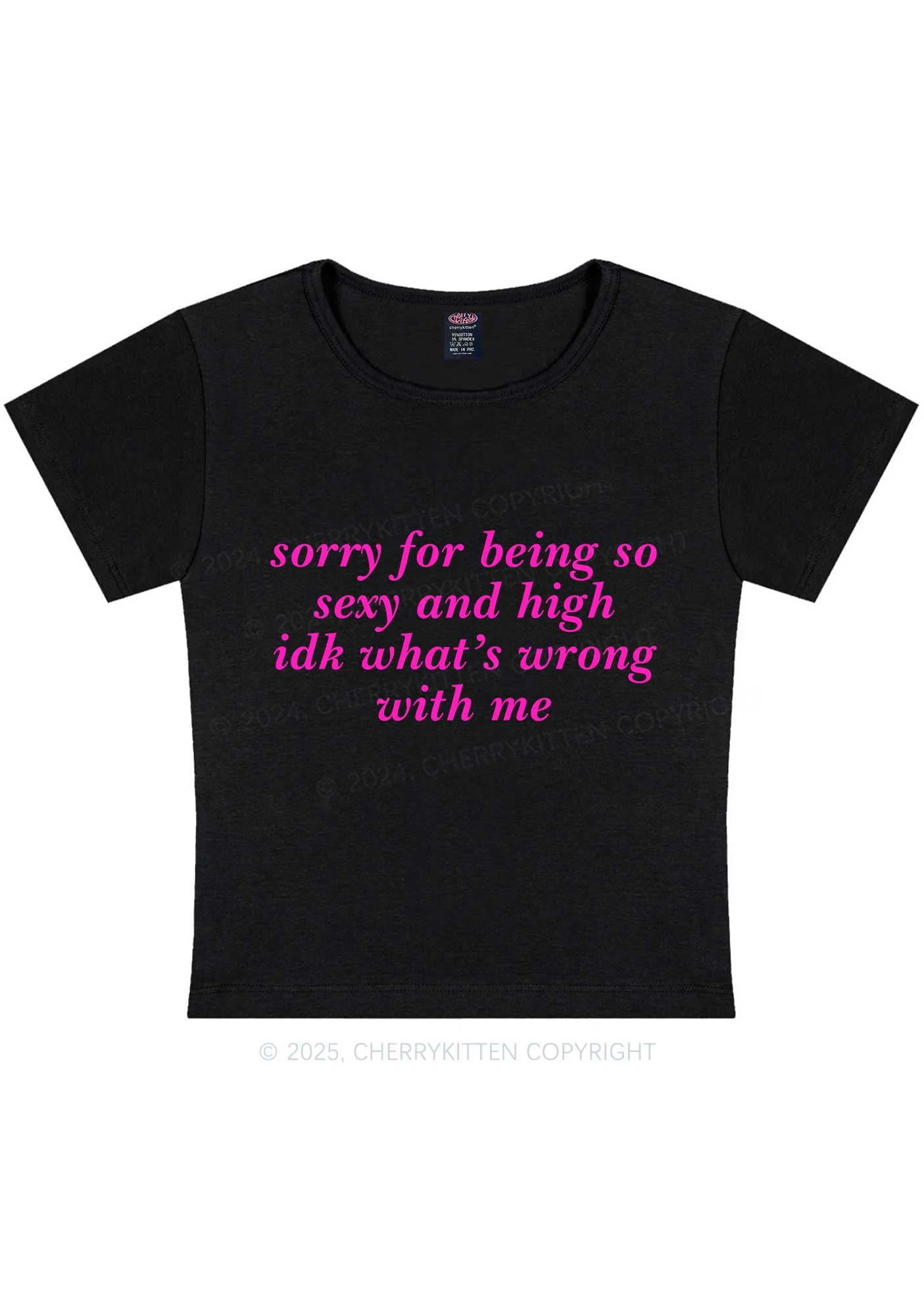 Sorry For Being So High Y2K Baby Tee Cherrykitten - Image 3