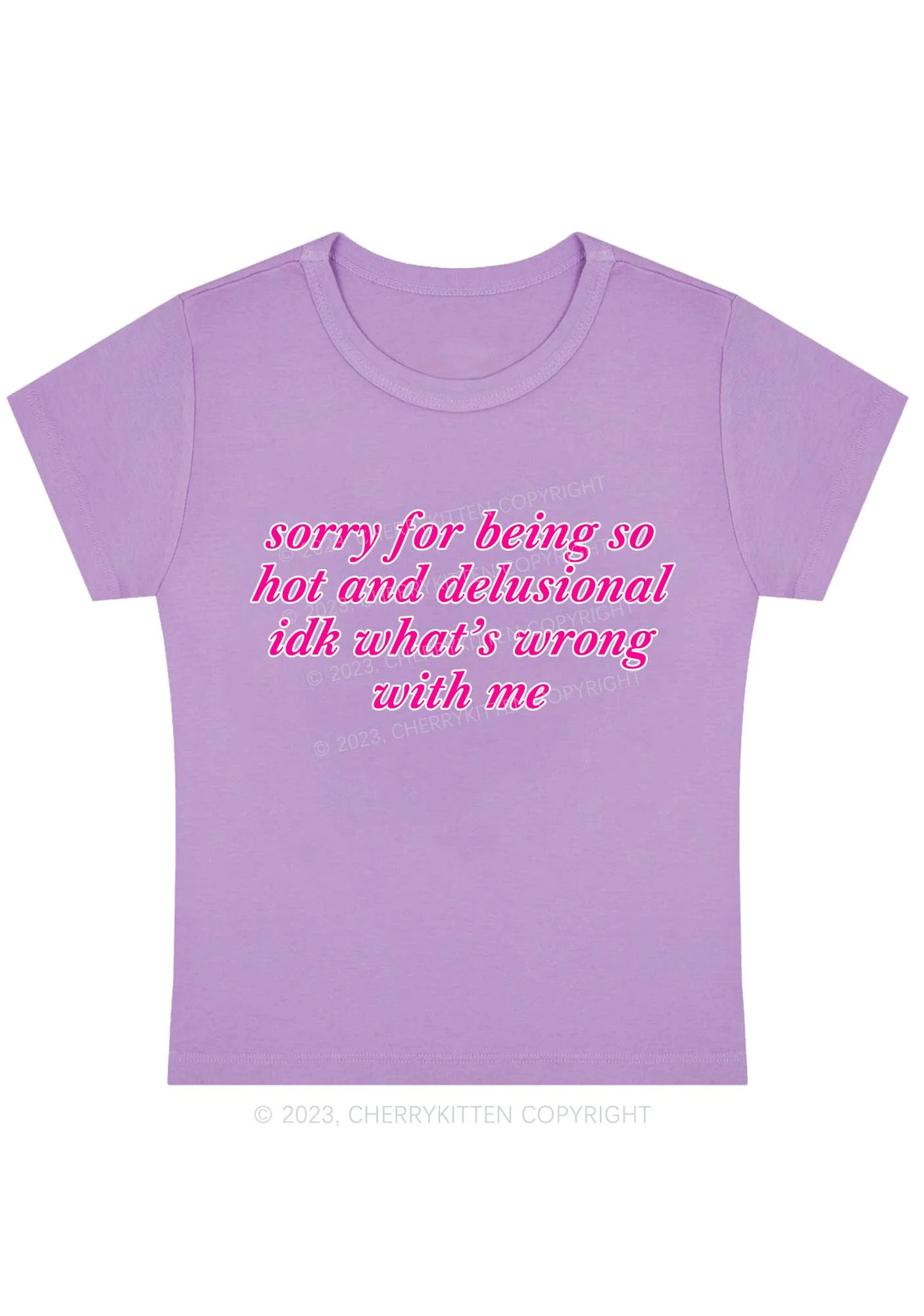 Sorry For Being So Hot And Delusional Y2K Baby Tee Cherrykitten - Image 5