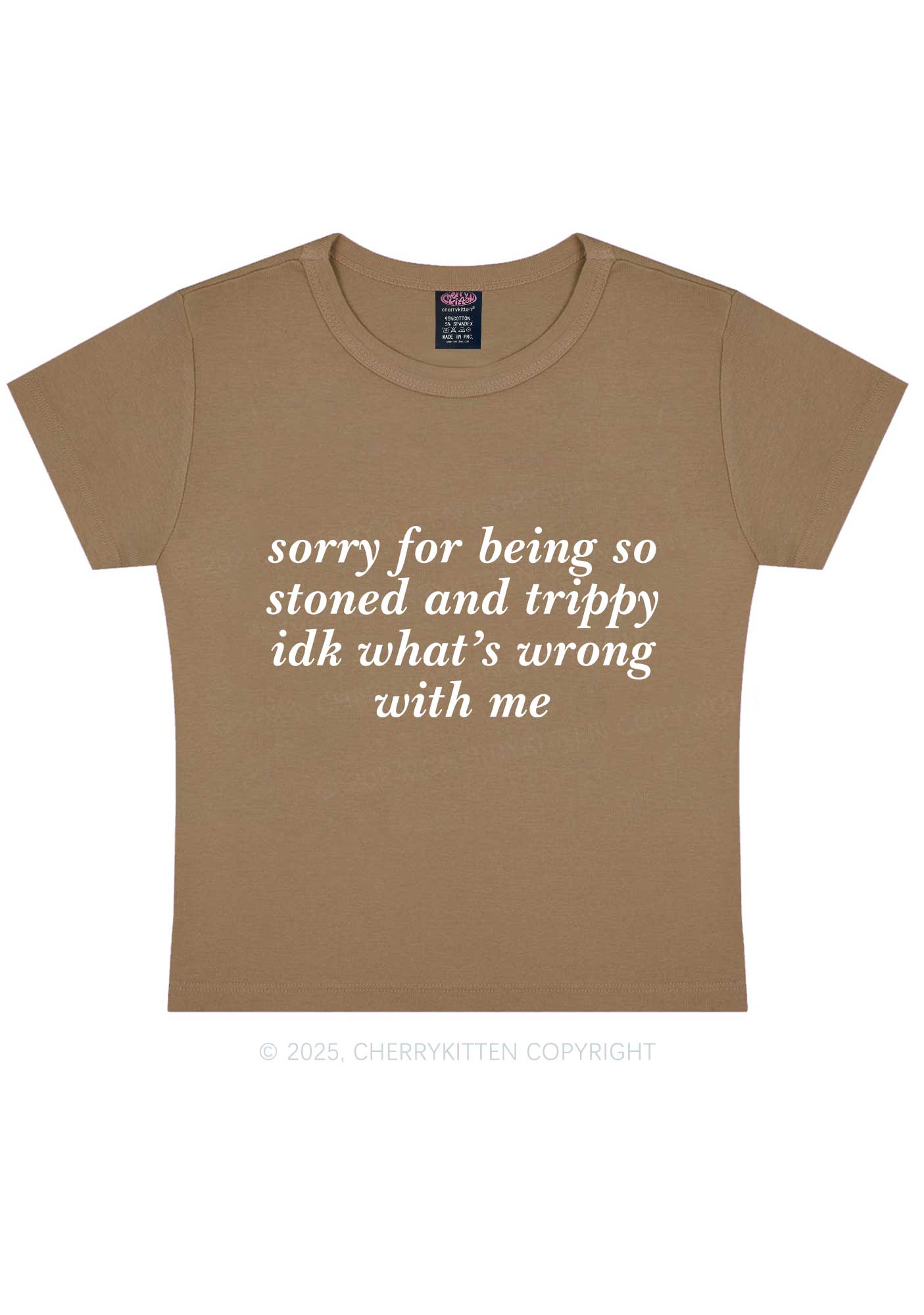 Sorry For Being Stoned And Trippy Y2K Baby Tee Cherrykitten - Image 9