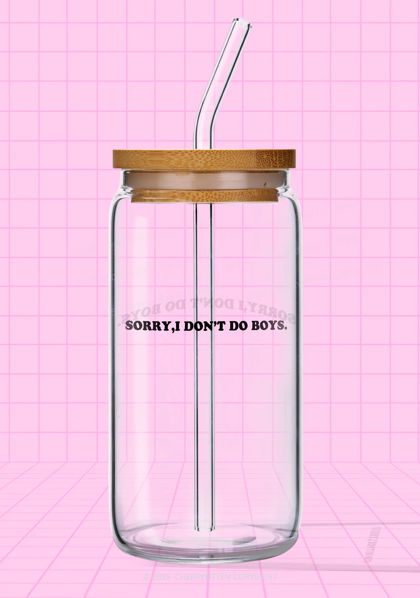 Sorry I Don't Do Boys  Pride Y2K Printed Glass Cup Cherrykitten
