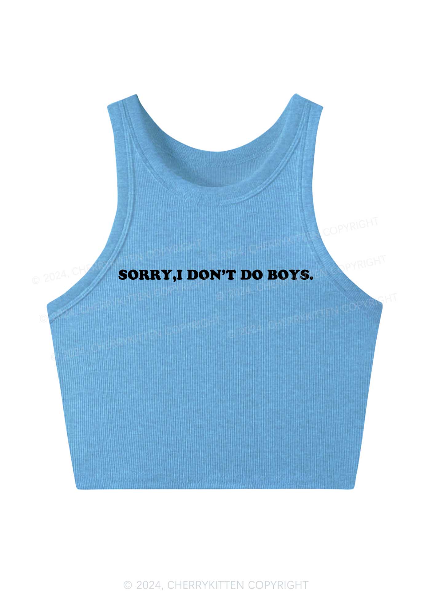 Sorry I Don't Do Boys Y2K Crop Tank Top Cherrykitten - Image 4