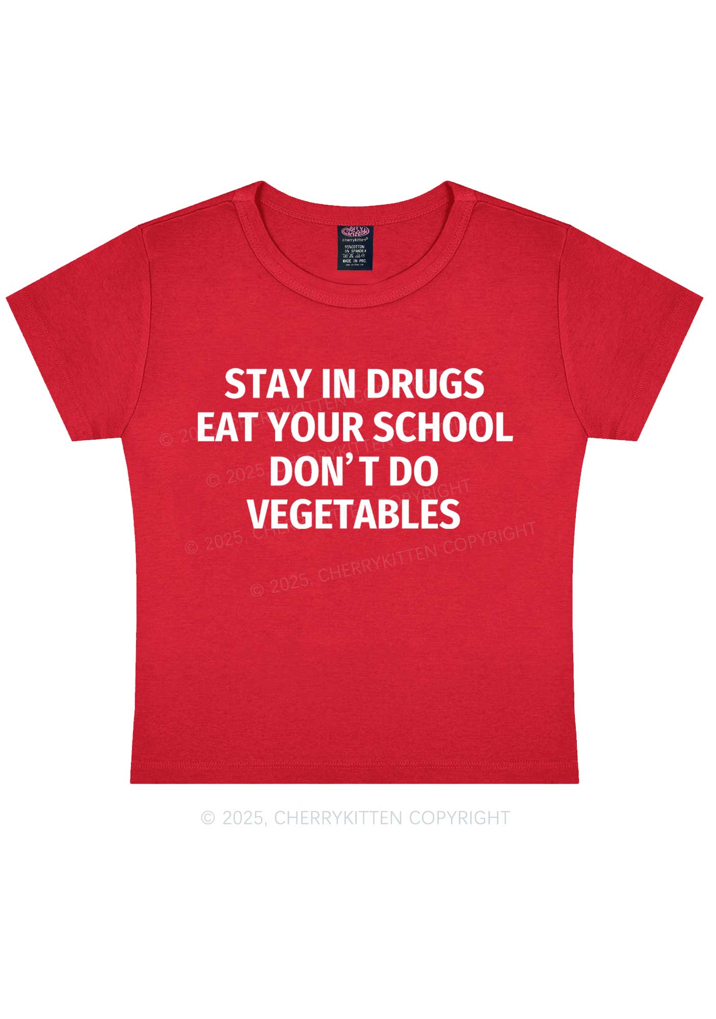 Stay In Drxgs Y2K Baby Tee Cherrykitten - Image 6