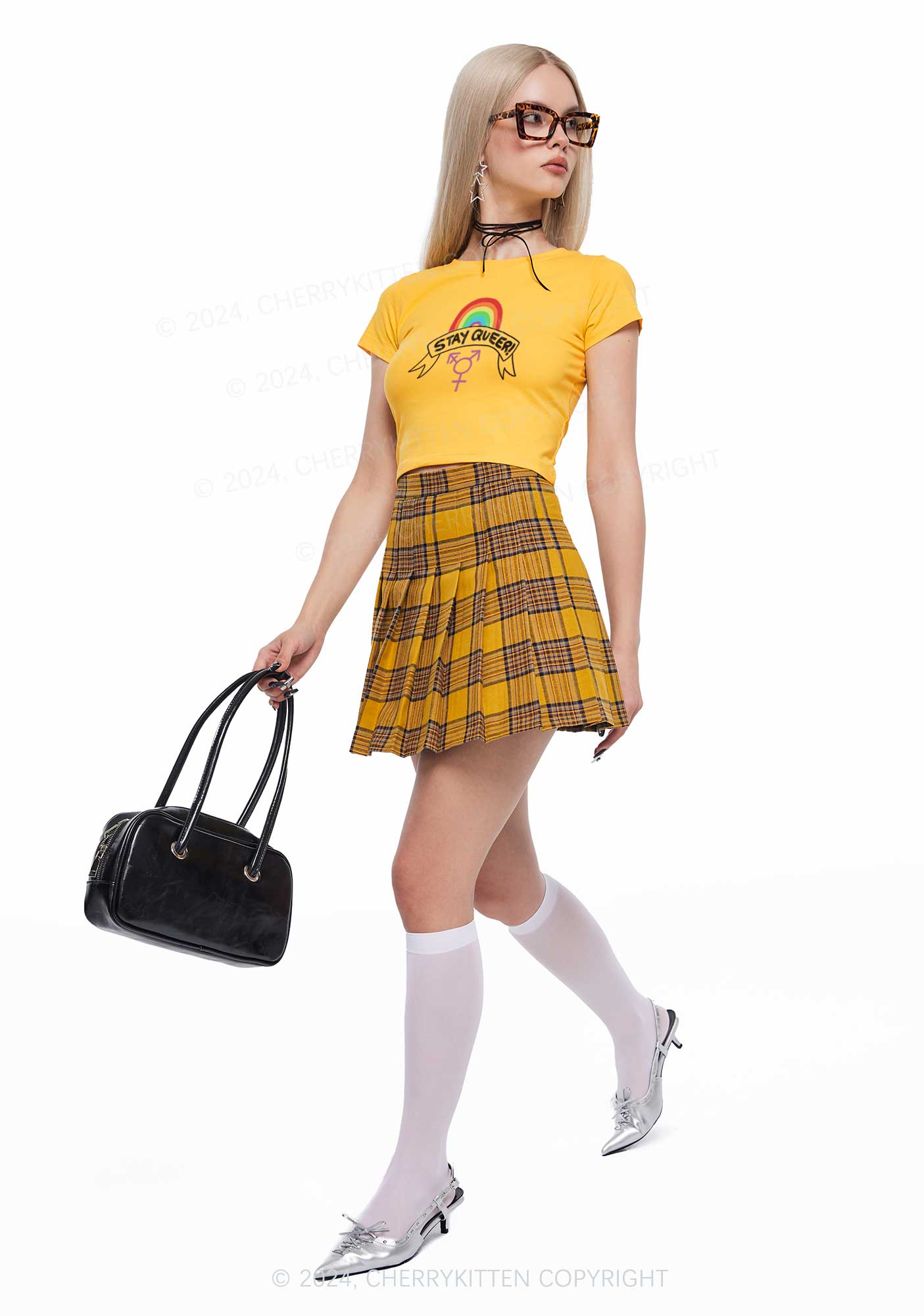 Stay Queer Y2K Baby Tee Cherrykitten - Image 3