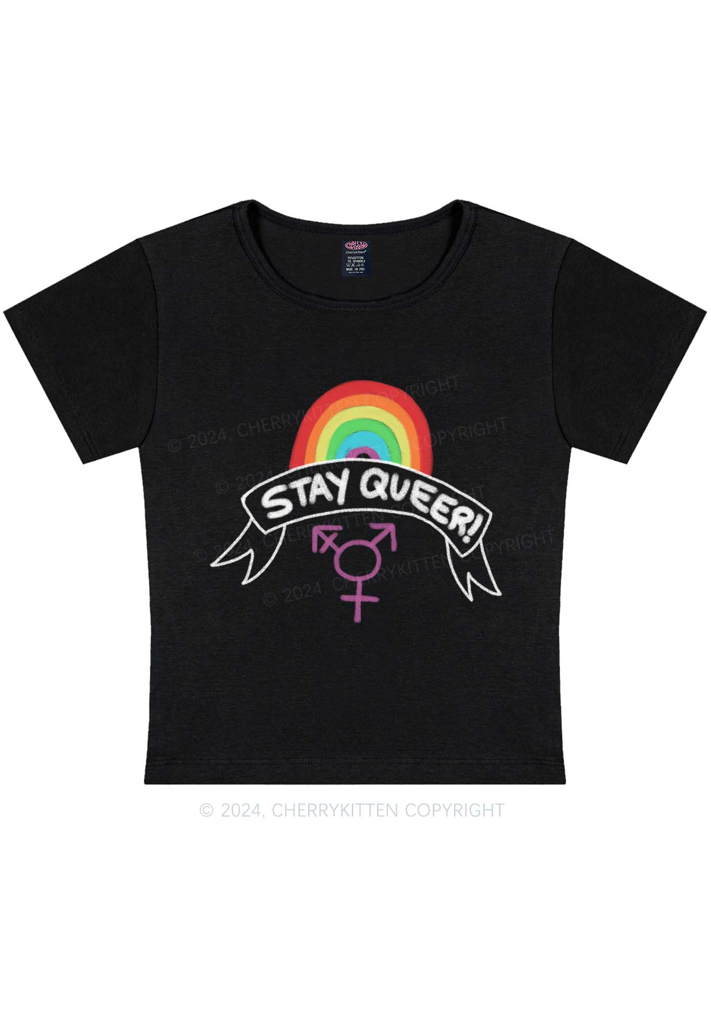 Stay Queer Y2K Baby Tee Cherrykitten - Image 5