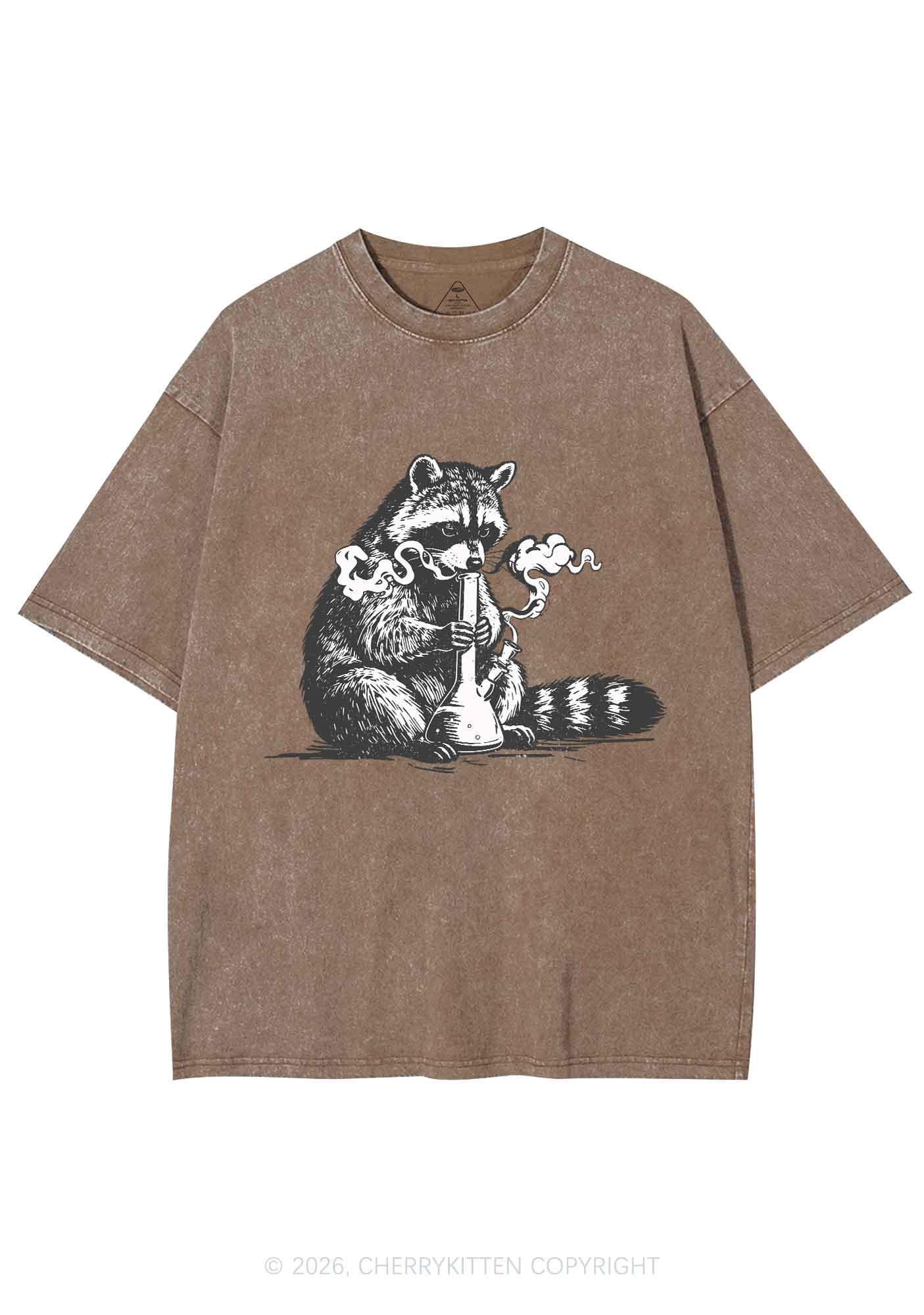 Stoned Raccoon Y2K Shirts Washed Tee Cherrykitten