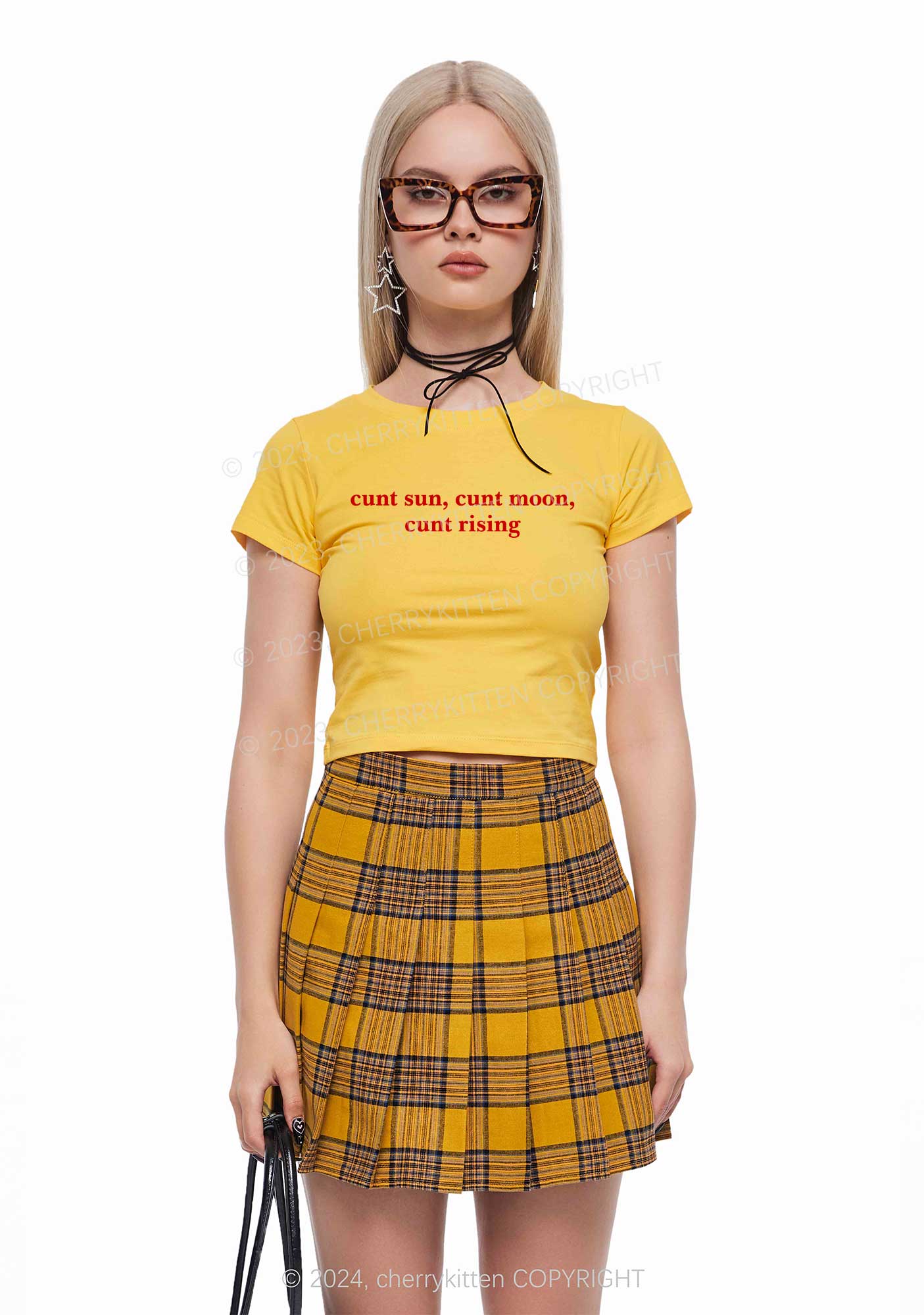 Sun Moon Rising Y2K Baby Tee Cherrykitten - Image 2