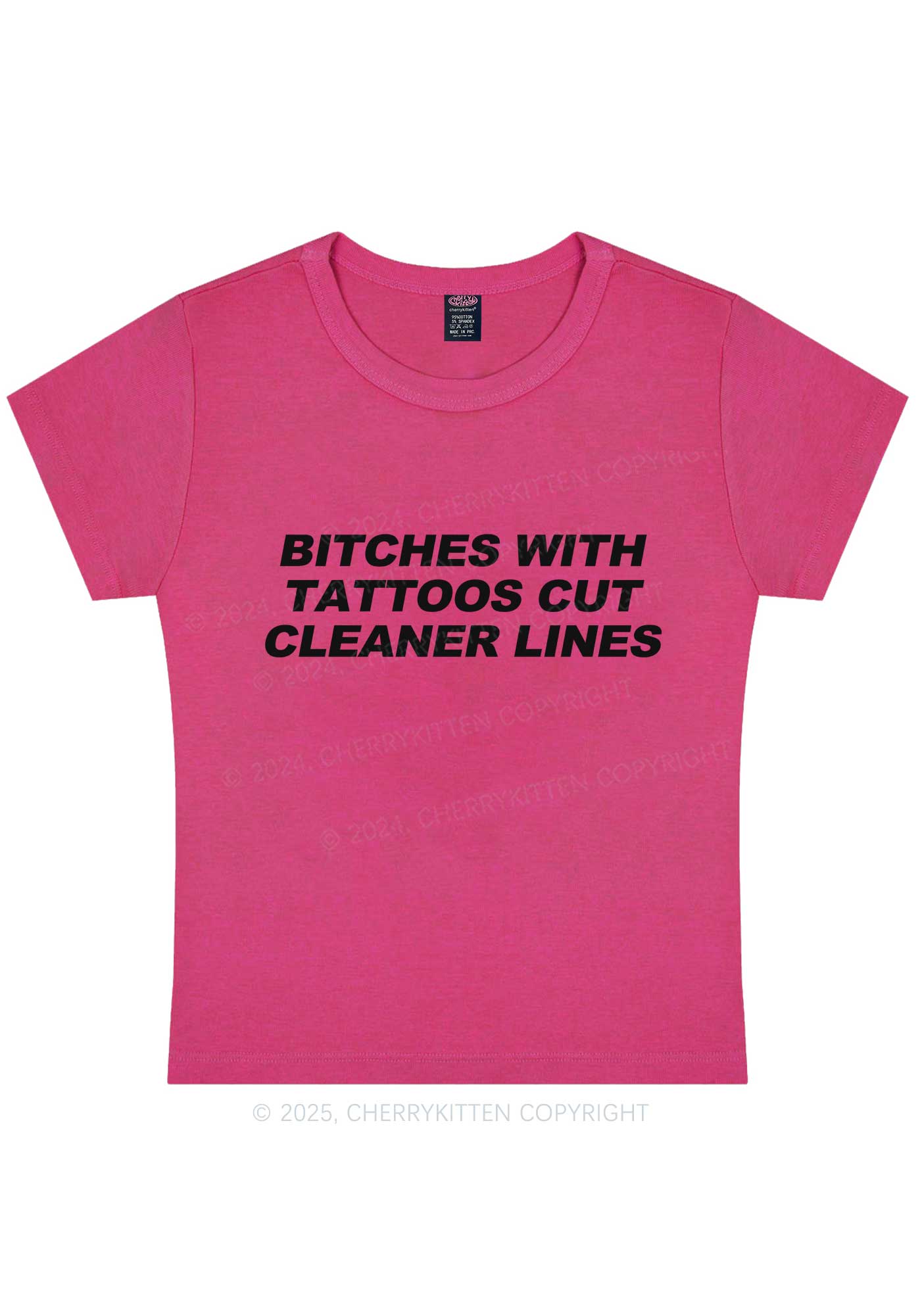 Tattoos Bitches Cut Cleaner Lines Y2K Baby Tee Cherrykitten - Image 6