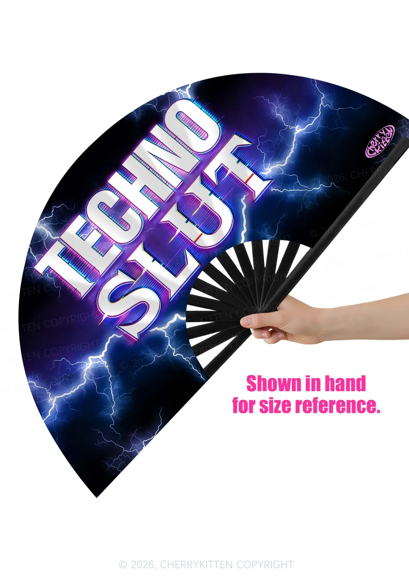 Techno Slxt Y2K Rave Hand Fan Cherrykitten - Image 2