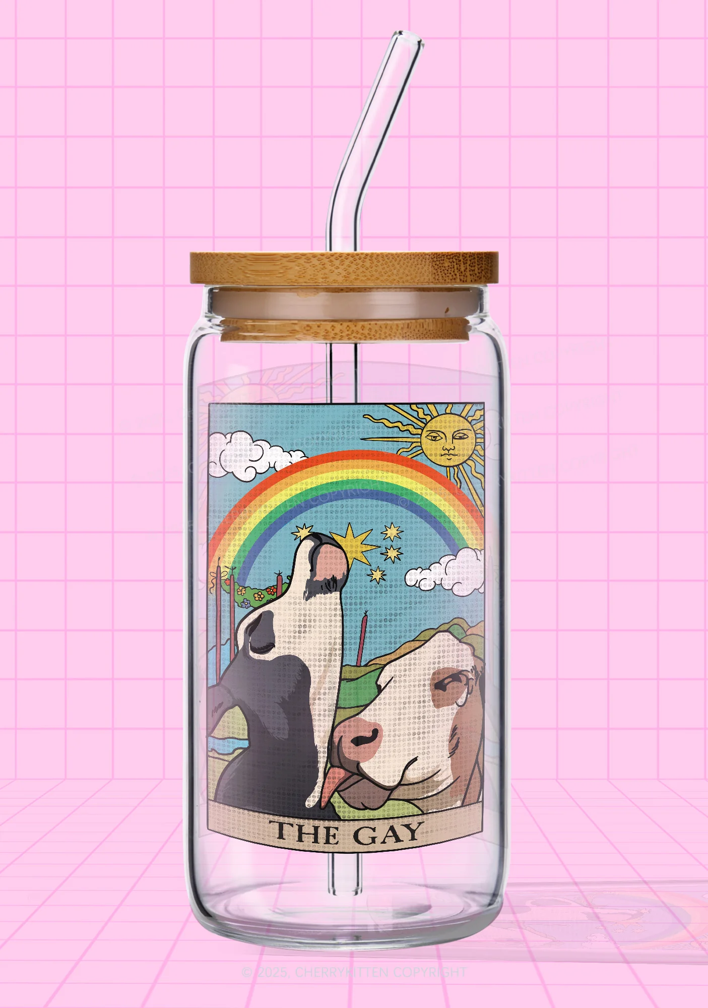 The Gay Pride Y2K Printed Glass Cup Cherrykitten