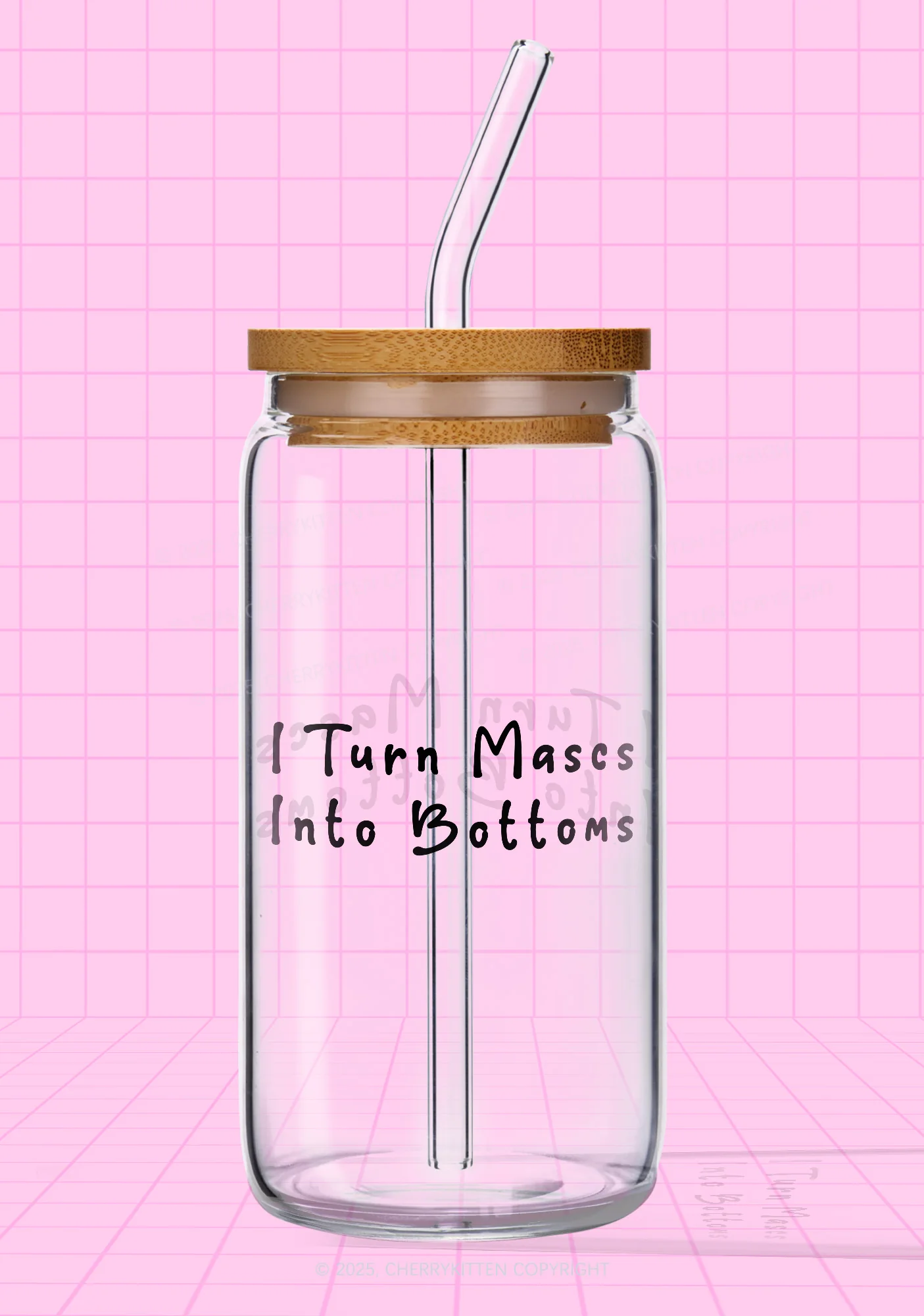 Turn Mascs Into Bottoms Pride Y2K Printed Glass Cup Cherrykitten