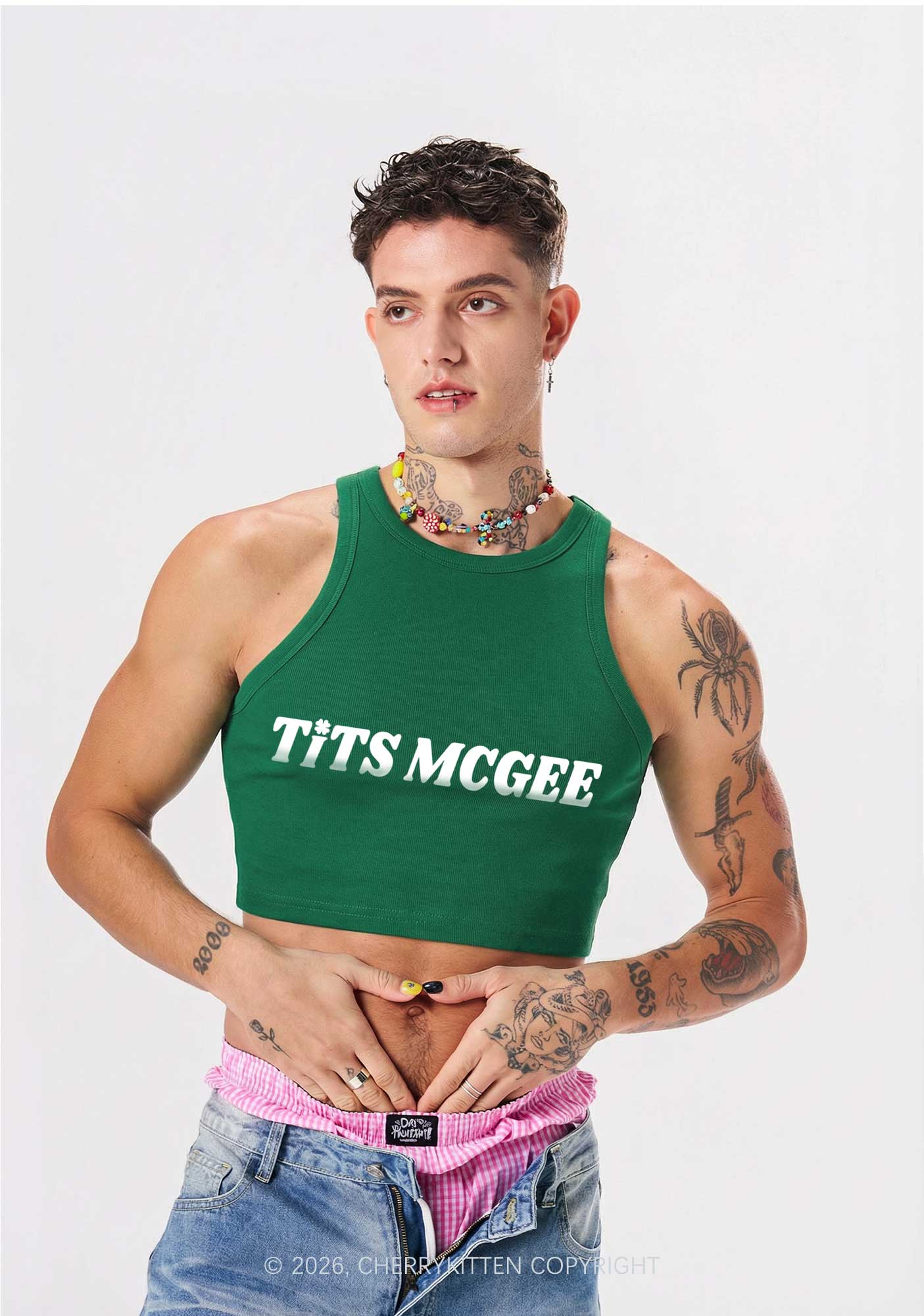 Txts Mcgee St Patricks Y2K Crop Tank Top Cherrykitten - Image 2