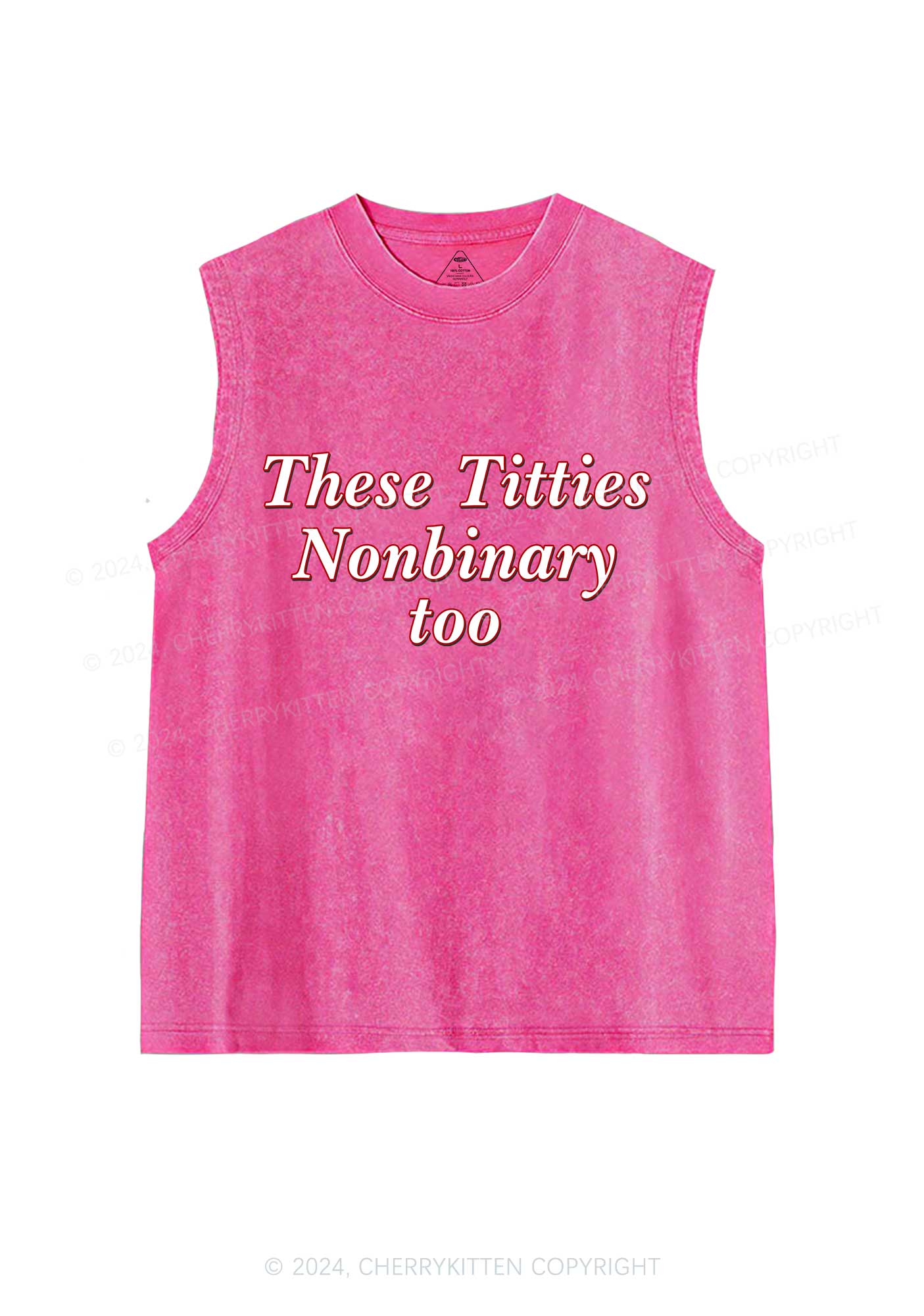 Txtties Nonbinary Too Y2K Washed Tank Cherrykitten - Image 3