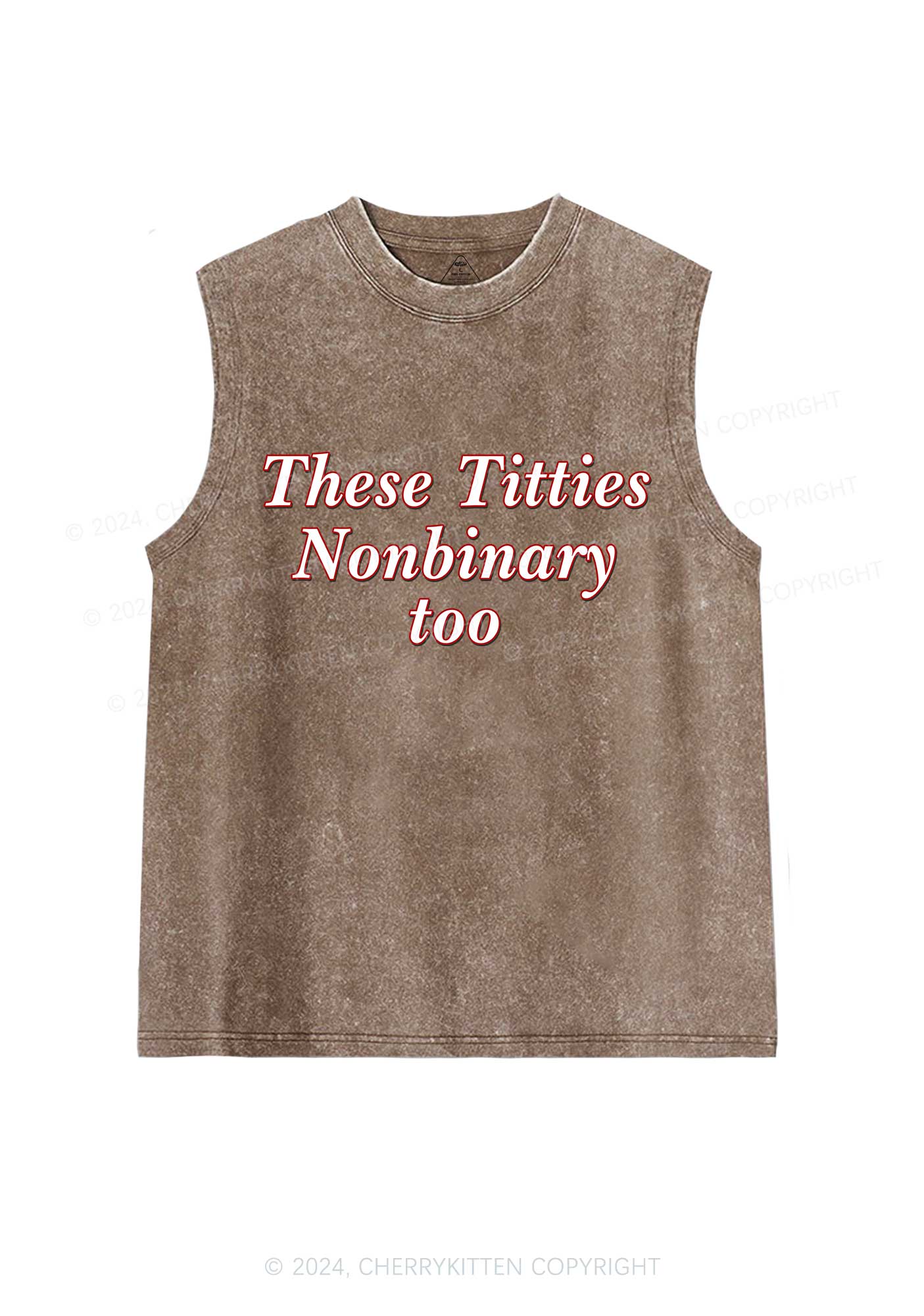 Txtties Nonbinary Too Y2K Washed Tank Cherrykitten - Image 5