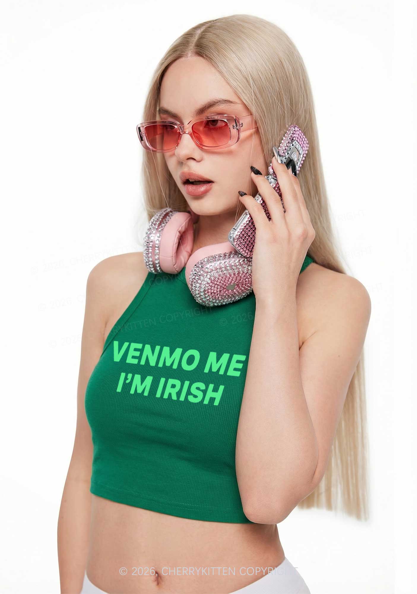 Venmo Me Im Irish Y2K Crop Tank Top Cherrykitten - Image 2