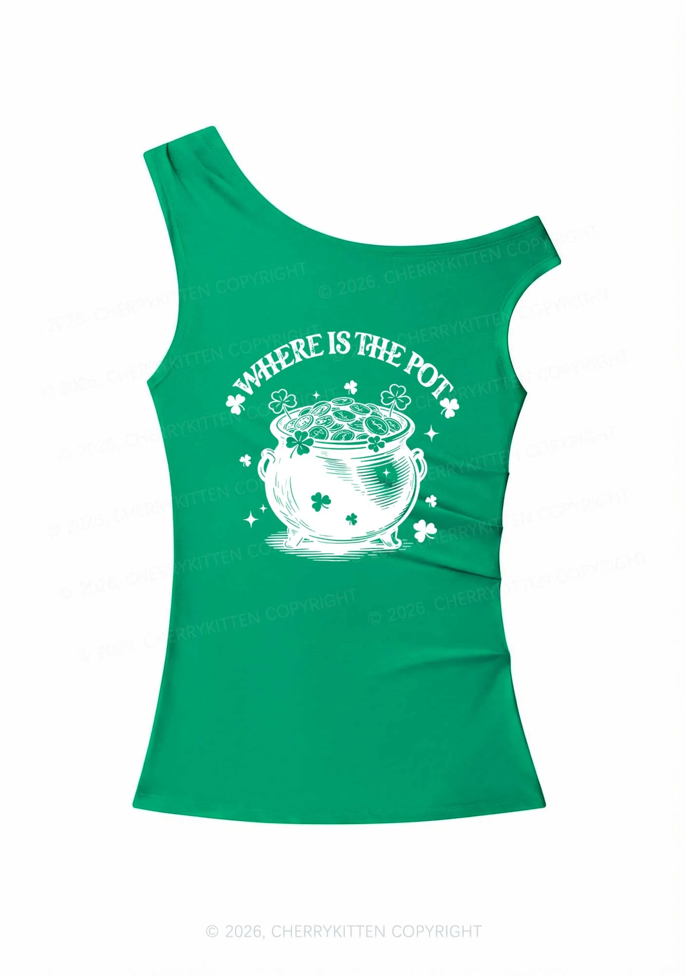 Where Is The Pot St Patricks Y2K Off Shoulder Tank Top Cherrykitten