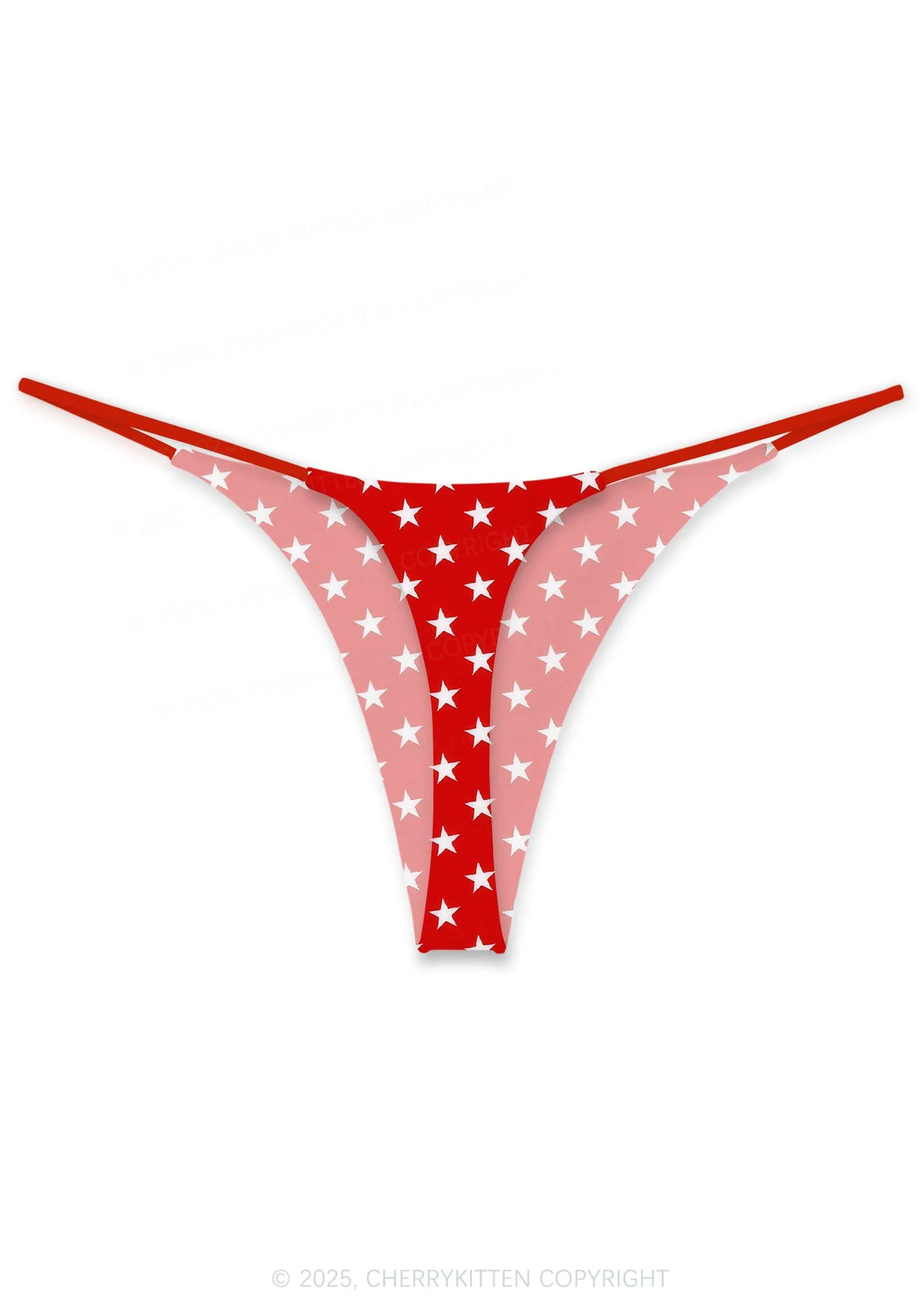White Stars On Red Valentine's Day Y2K Print Couples Thong Set Cherrykitten - Image 3