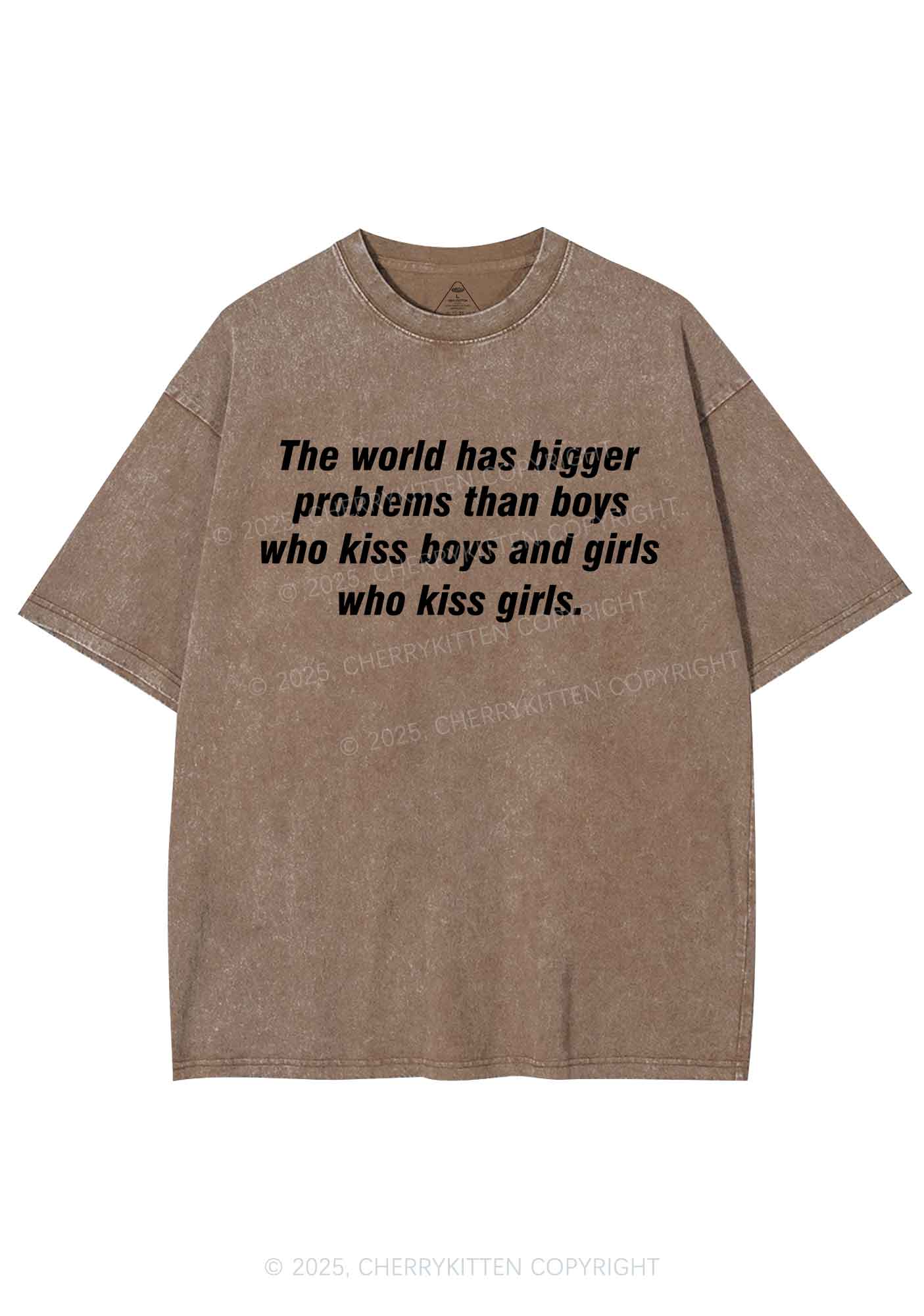 Who Kiss Girls Pride Y2K Shirts Washed Tee Cherrykitten - Image 7