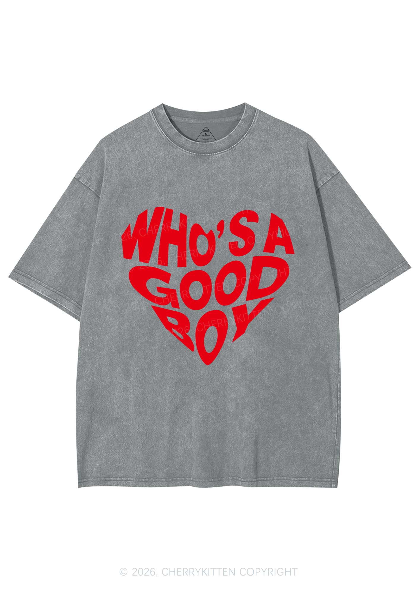 Whos A Good Boy Valentine's Day Y2K Shirts Washed Tee Cherrykitten - Image 8
