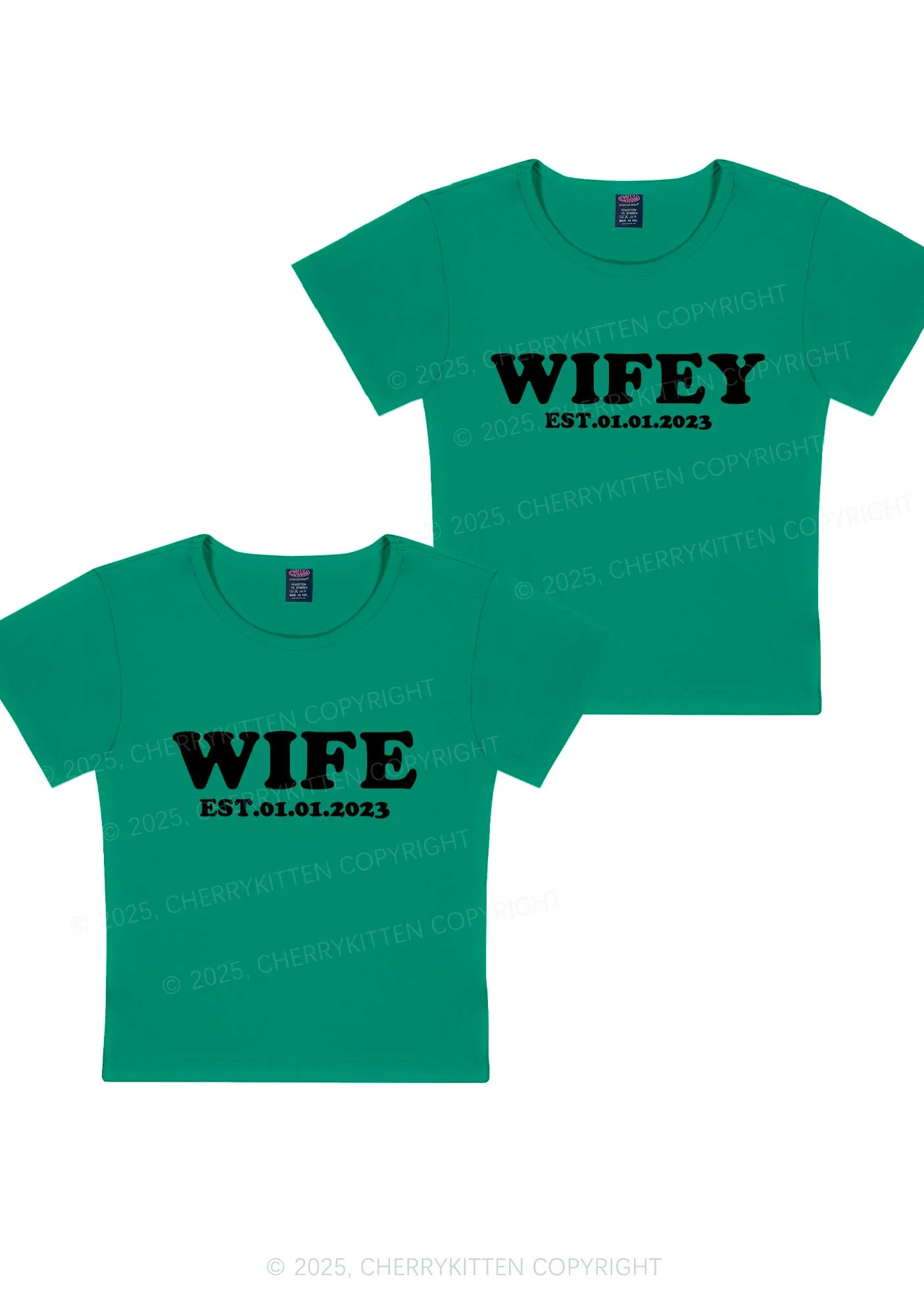 Wife Wifey Custom Date Y2K Valentine's Day Baby Tee Cherrykitten - Image 13
