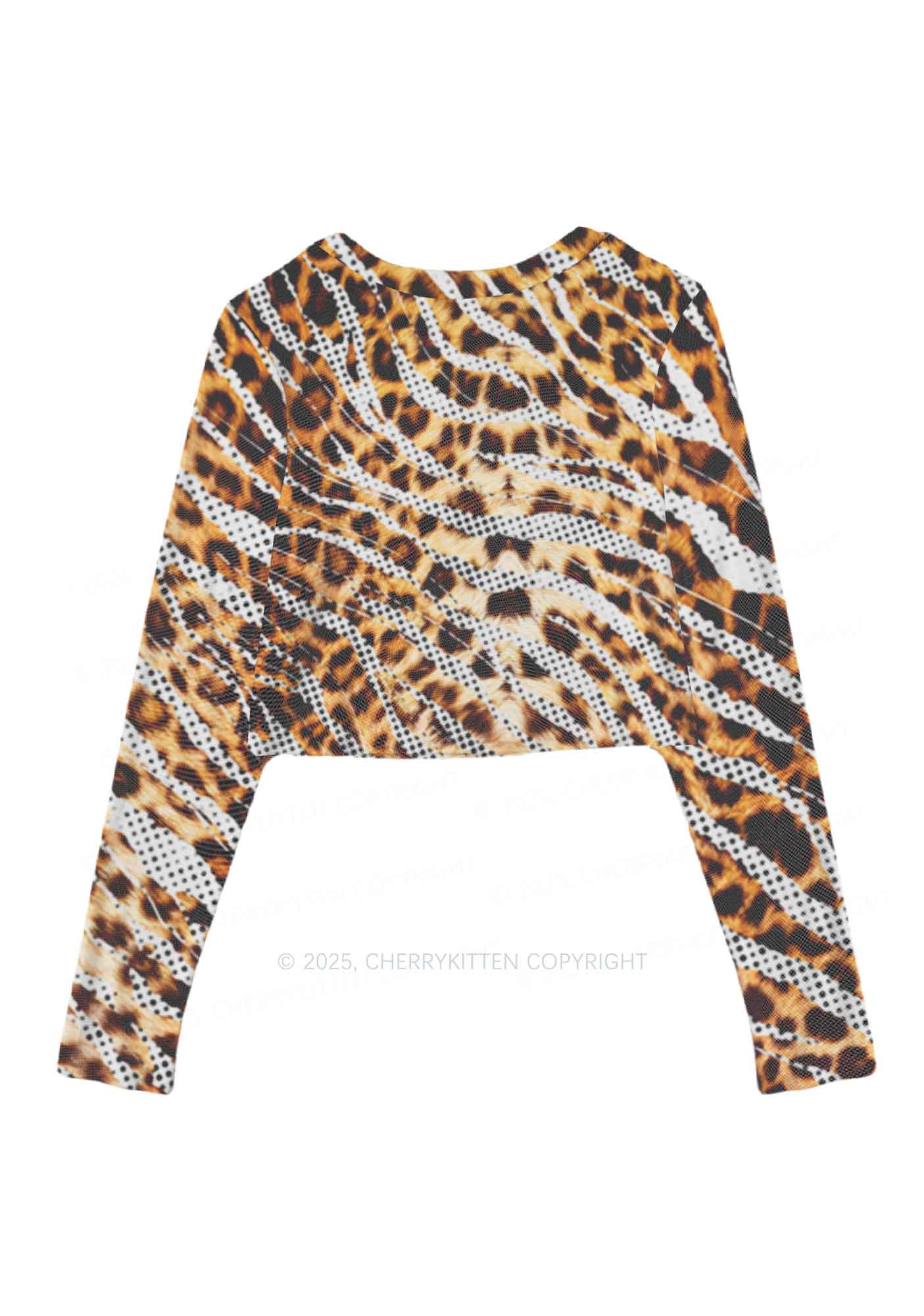 Wild Dots Y2K Mesh Long Sleeve Crop Top Cherrykitten - Image 8