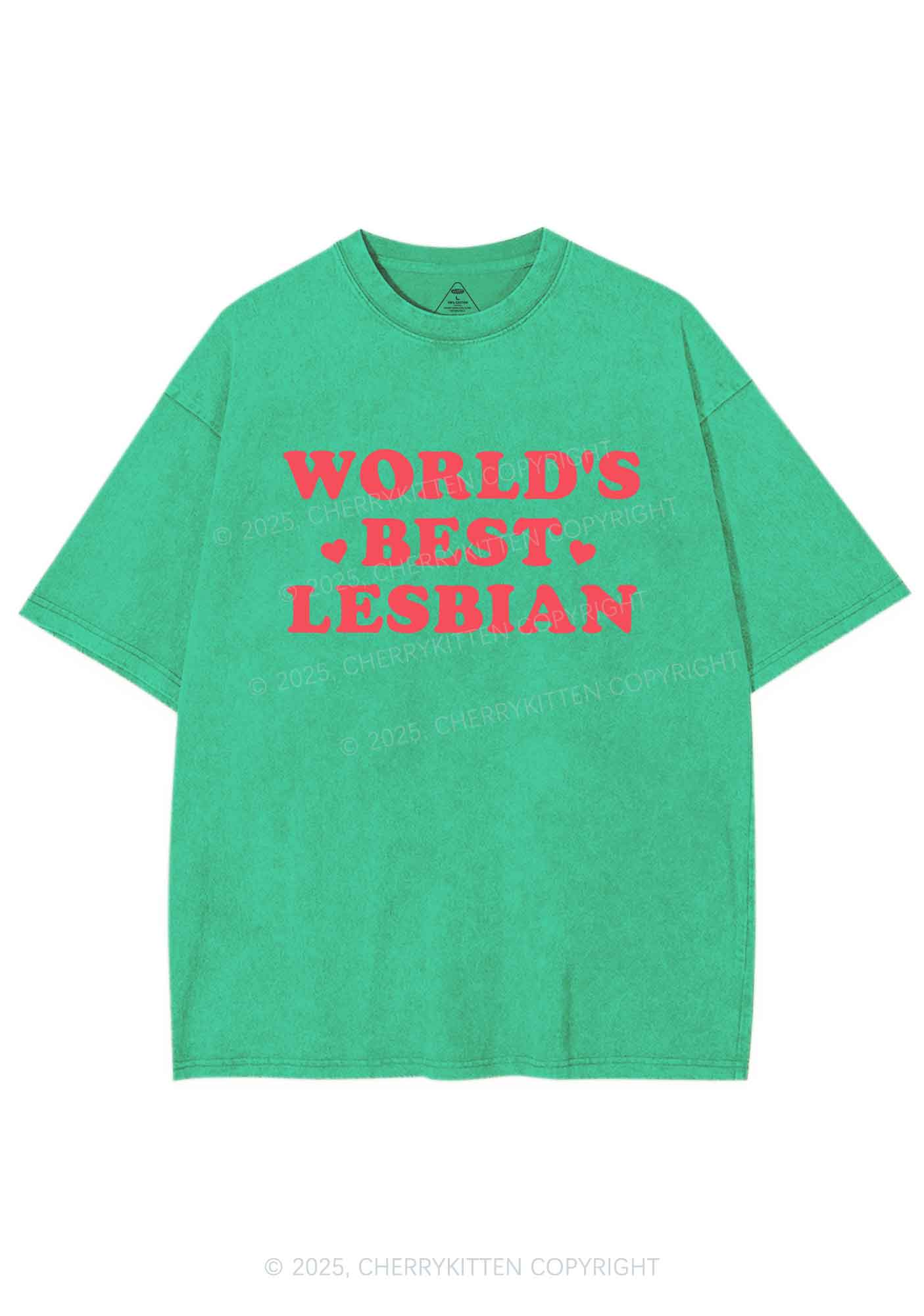 World's Best Lesbian Y2K Shirts Washed Tee Cherrykitten - Image 8