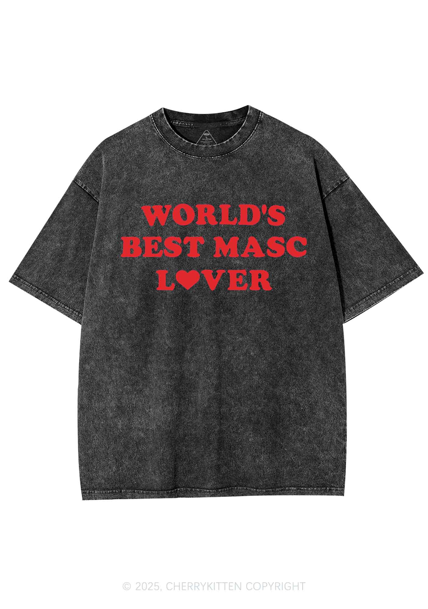 Worlds Best Masc Lover Pride Y2K Shirts Washed Tee Cherrykitten - Image 3