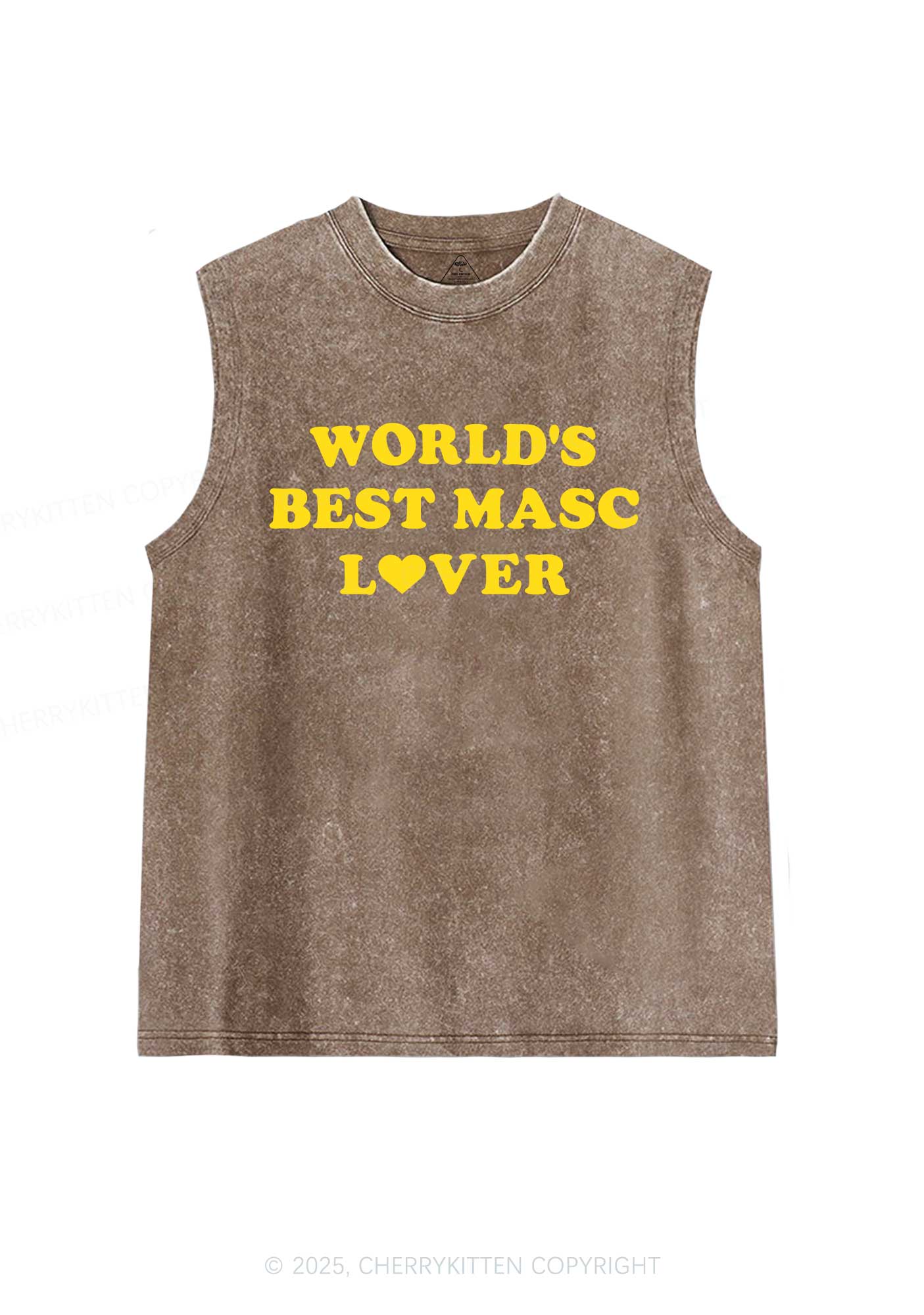 Worlds Best Masc Lover Pride Y2K Washed Muscle Tank Cherrykitten - Image 5