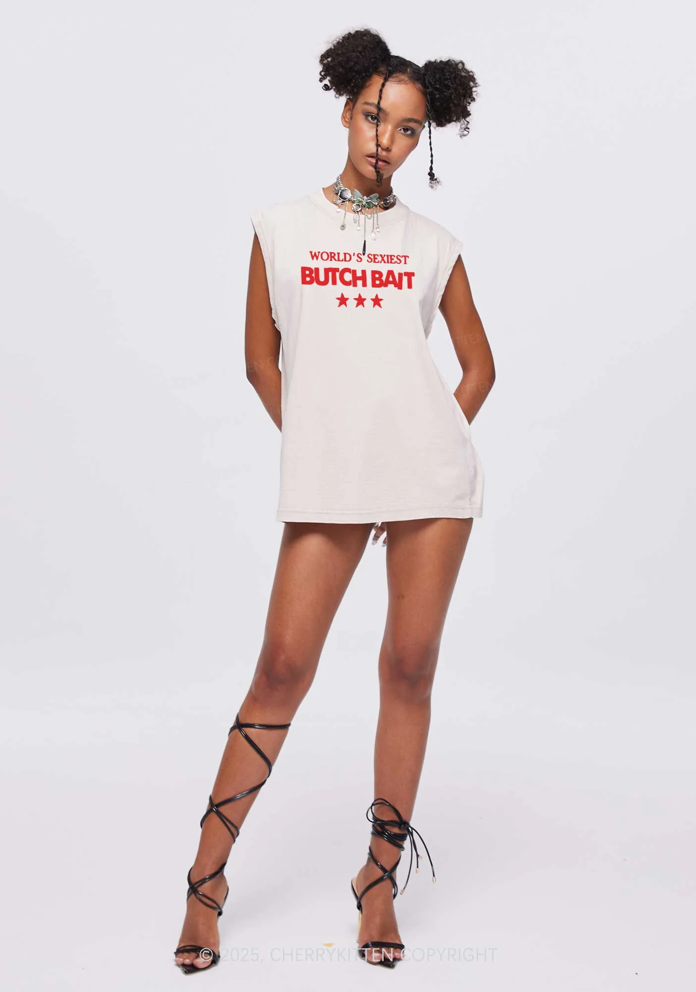 Worlds Sexiest Butch Bait Pride Y2K Washed Muscle Tank Cherrykitten - Image 2