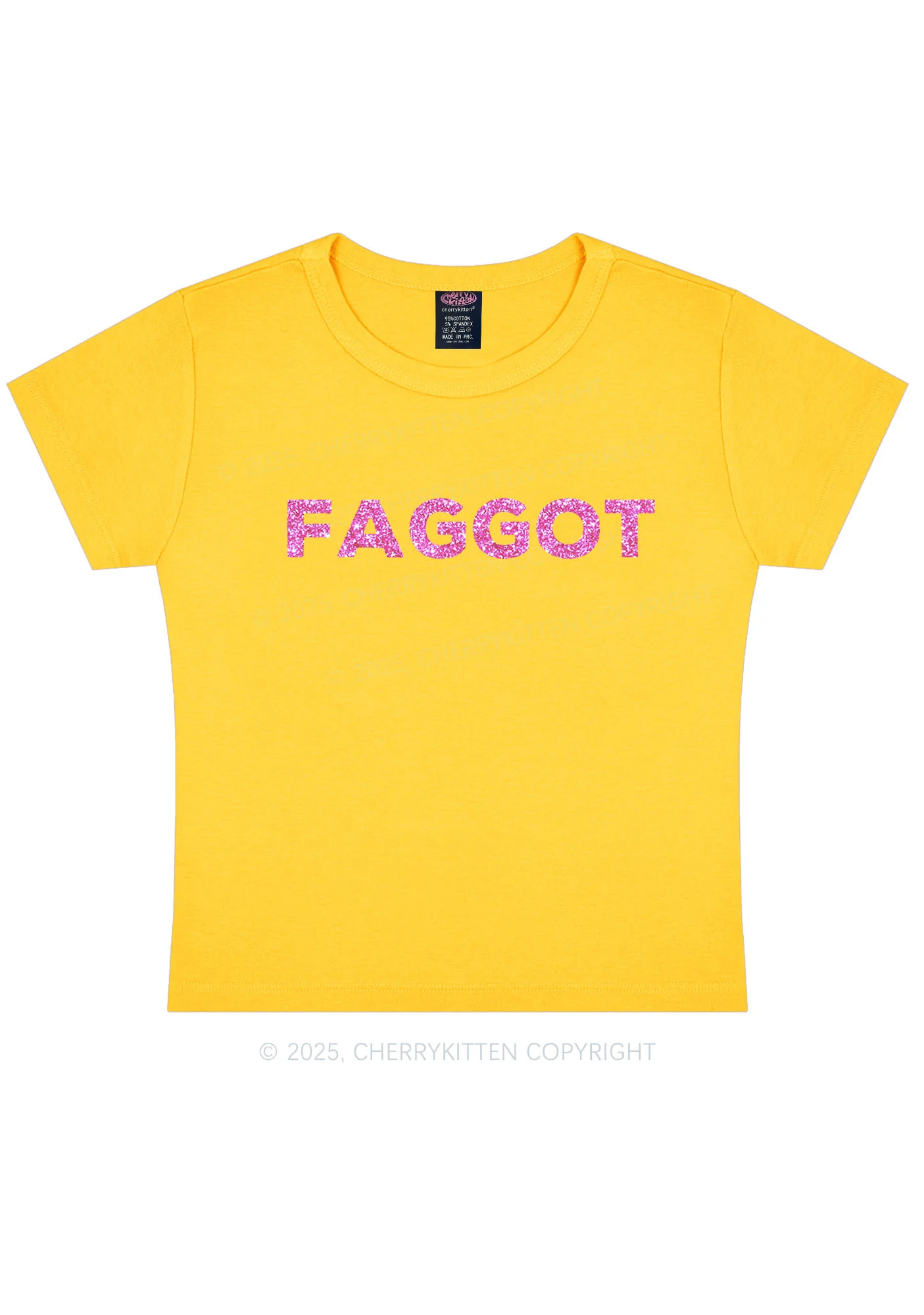 Glitter Faggot Pride Y2K Baby Tee Cherrykitten - Image 5