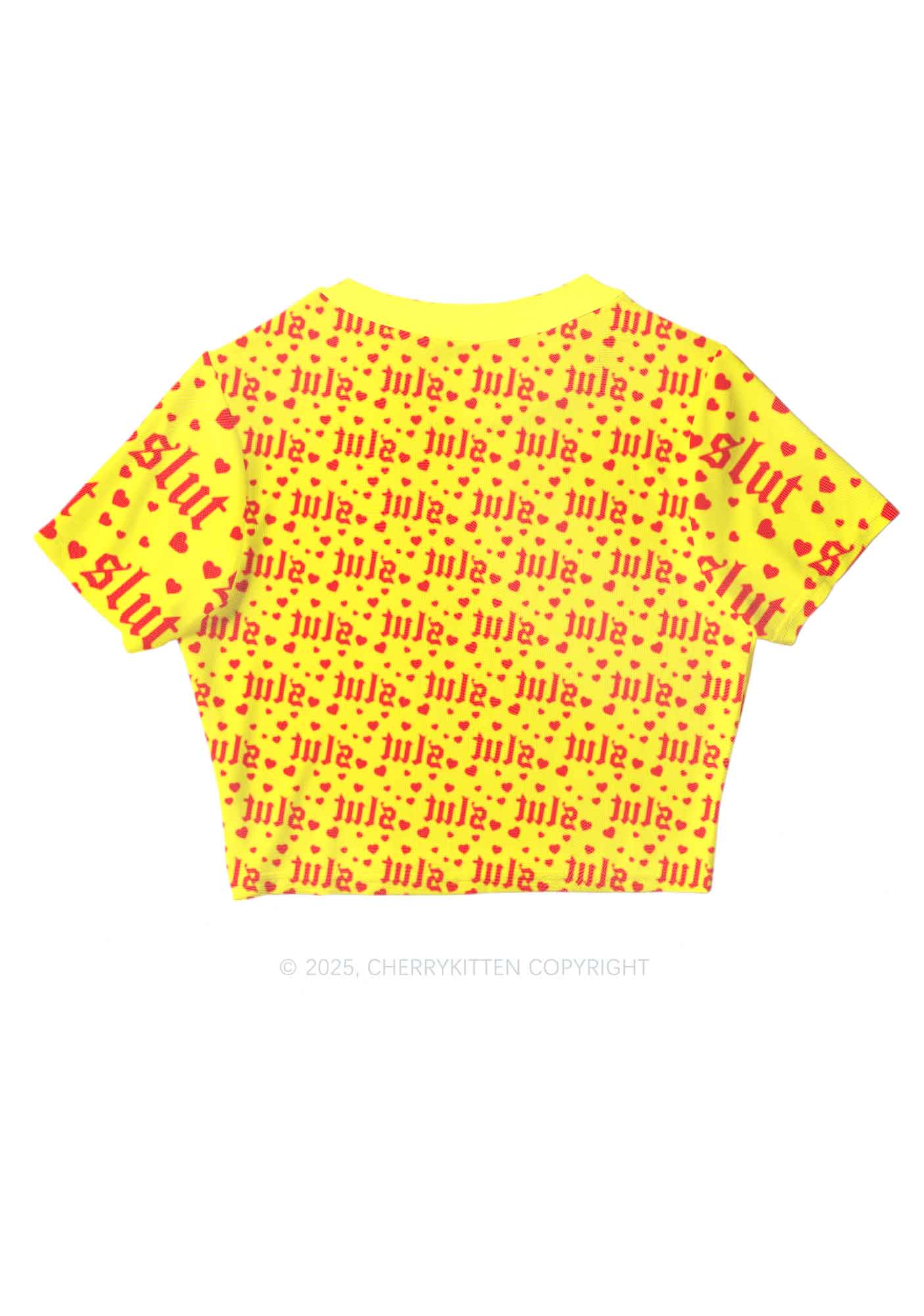 Yellow Slxt Y2K Mesh Crop Top Cherrykitten - Image 2