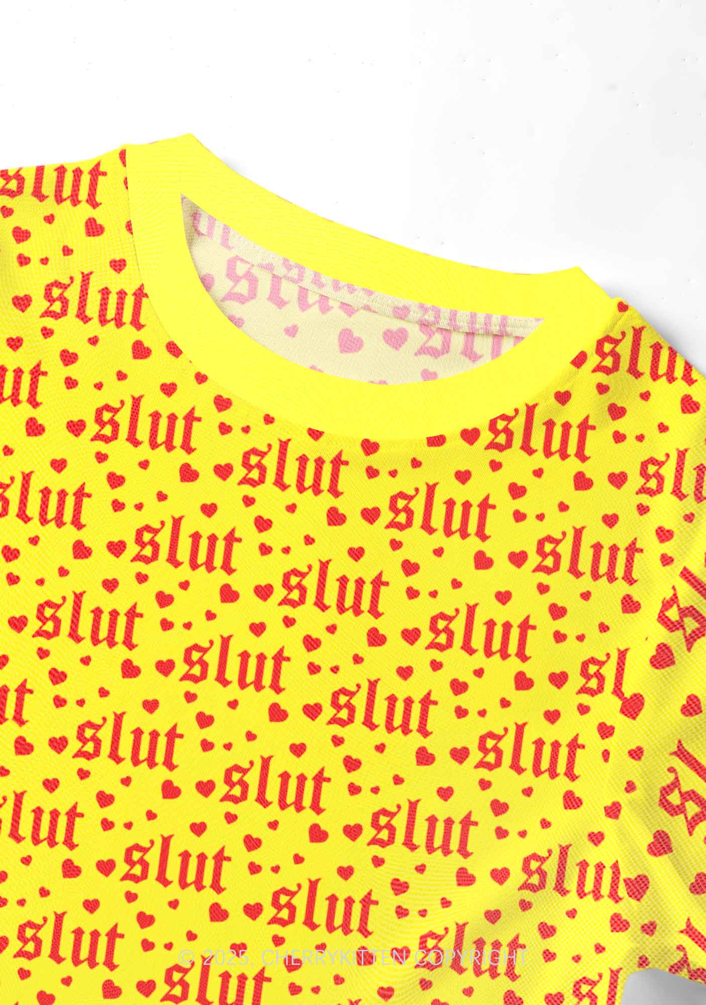Yellow Slxt Y2K Mesh Crop Top Cherrykitten - Image 4