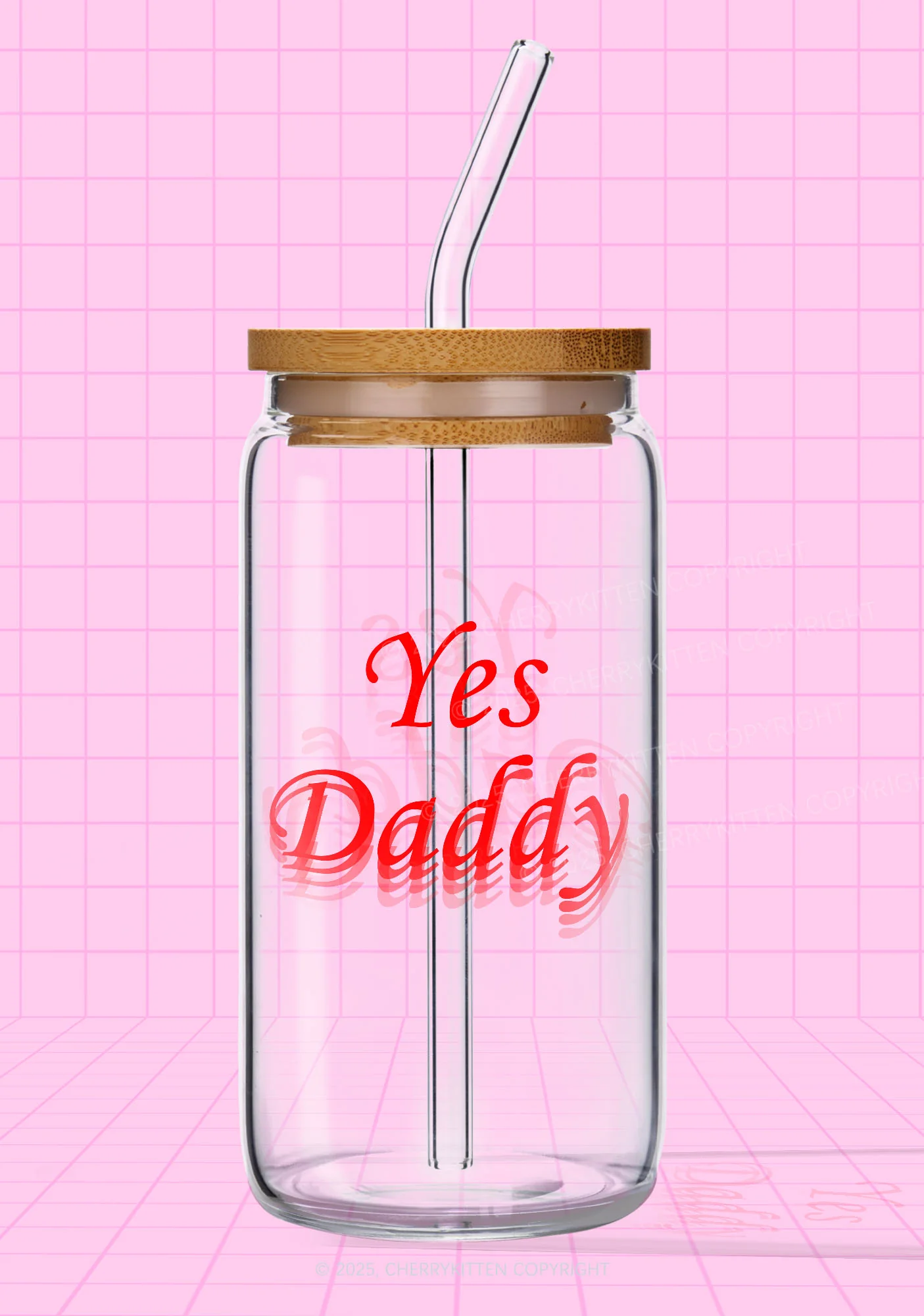 Yes Daddy Y2K Printed Glass Cup Cherrykitten