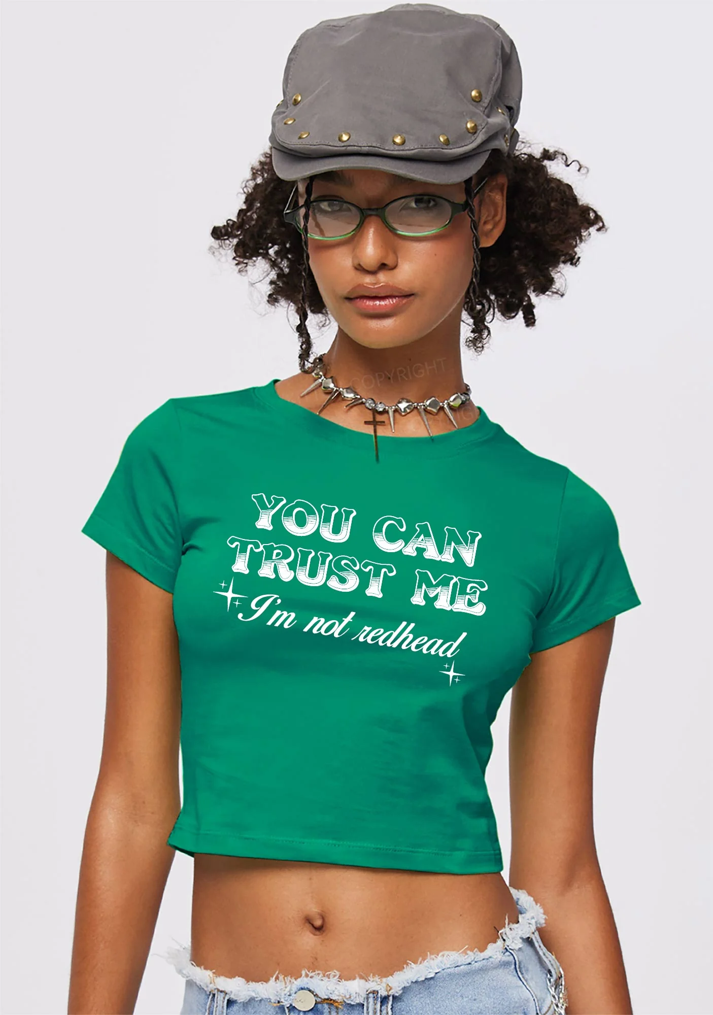 You Can Trust Me St Patricks Y2K Baby Tee Cherrykitten - Image 2